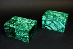 Pair of Natural Malachite Boxes Full Slabs