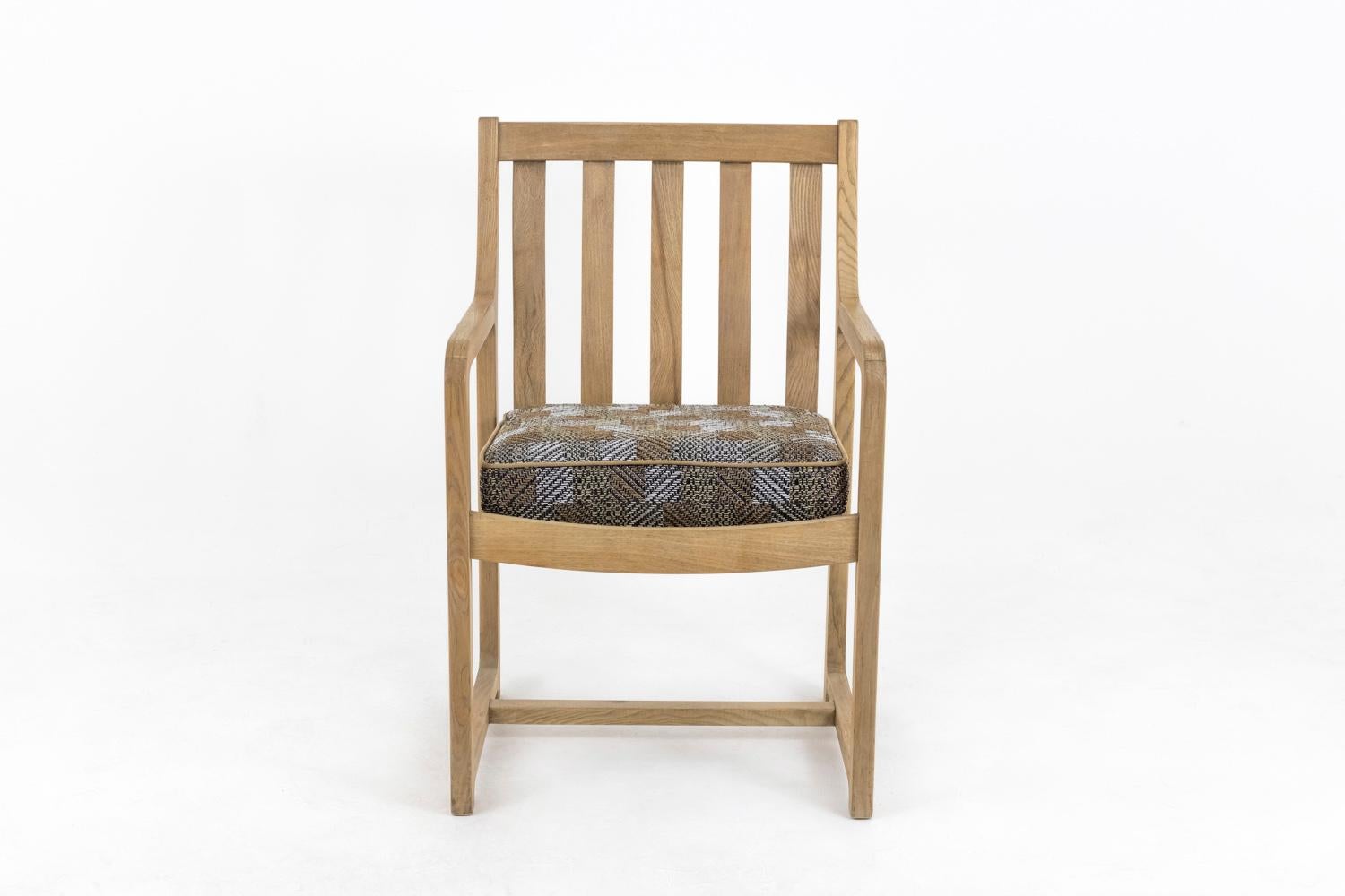 Scandinavian Modern Pair of Natural Oakwood Armchairs, 1950s For Sale