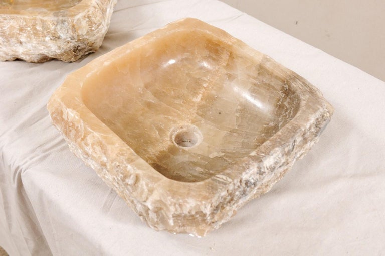 Pair of Natural Onyx Sink Basins For Sale at 1stdibs