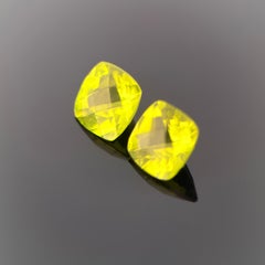Pair of Natural Peridots — 2.02 Carats Total, Cushion Cut, Vivid Lime Green