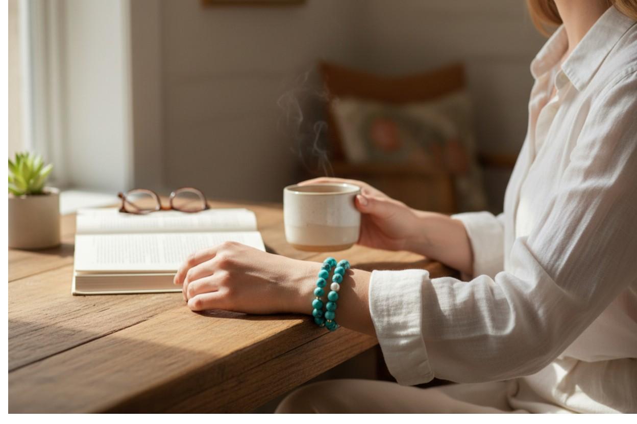 Paar Perlenarmbänder aus persischem Naturtürkis mit Perlen und Goldakzenten im Zustand „Neu“ im Angebot in New York, NY