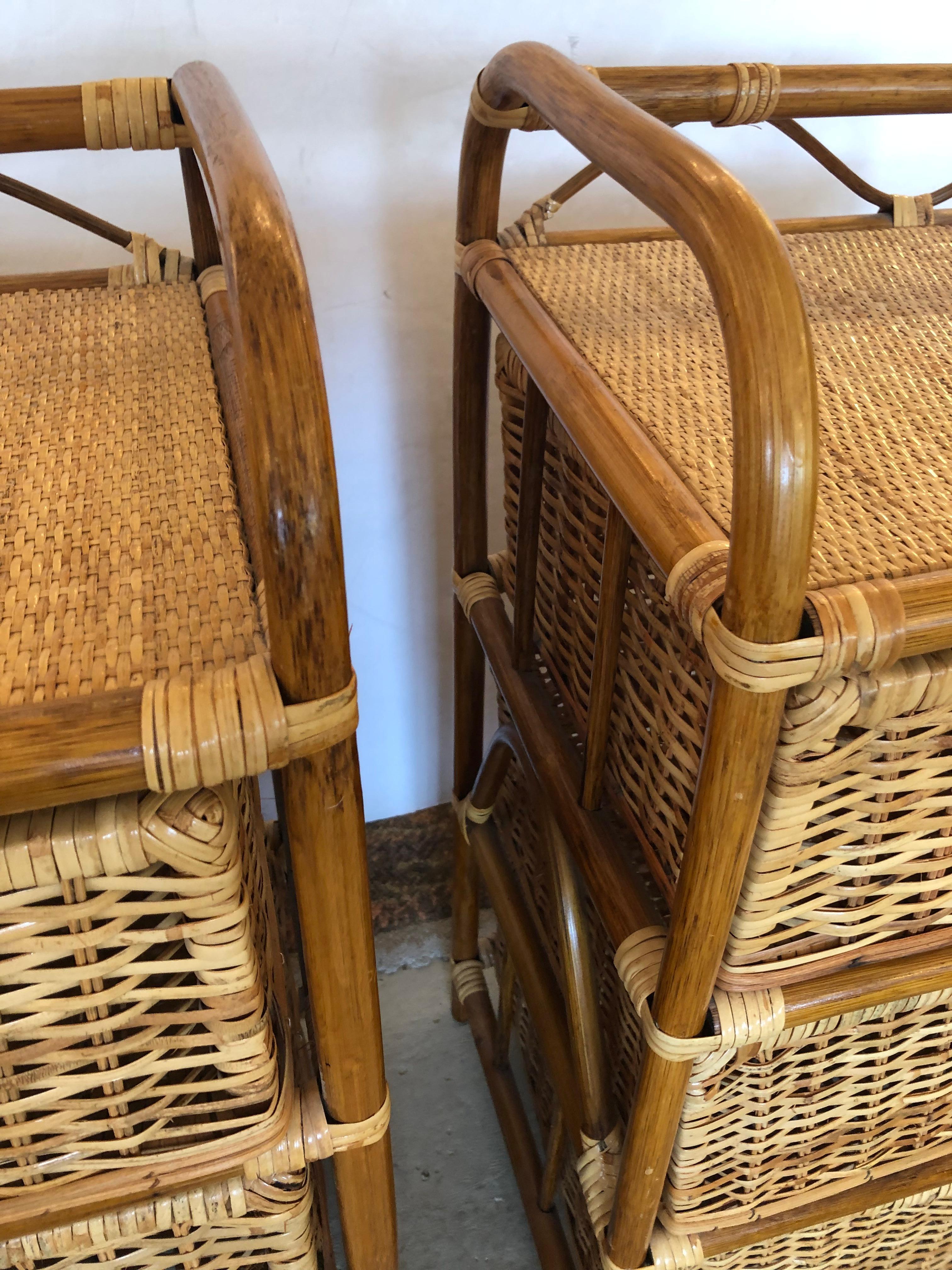 woven rattan 3 drawer bedside table