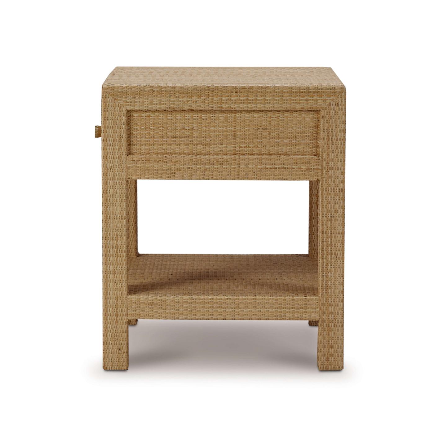 Organic Modern Pair of Natural Rattan Nightstands For Sale