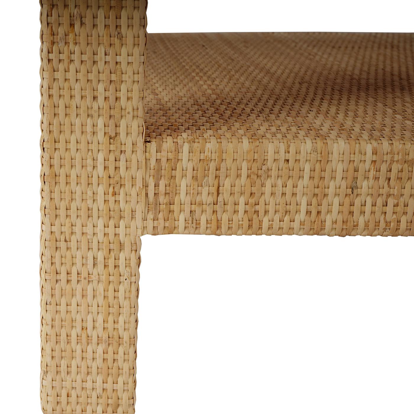 Contemporary Pair of Natural Rattan Nightstands For Sale