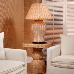 Pair Of Natural Rattan Table Lamps.