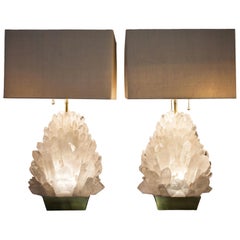 Pair of Natural Rock Crystal Lighting, Demian Quincke