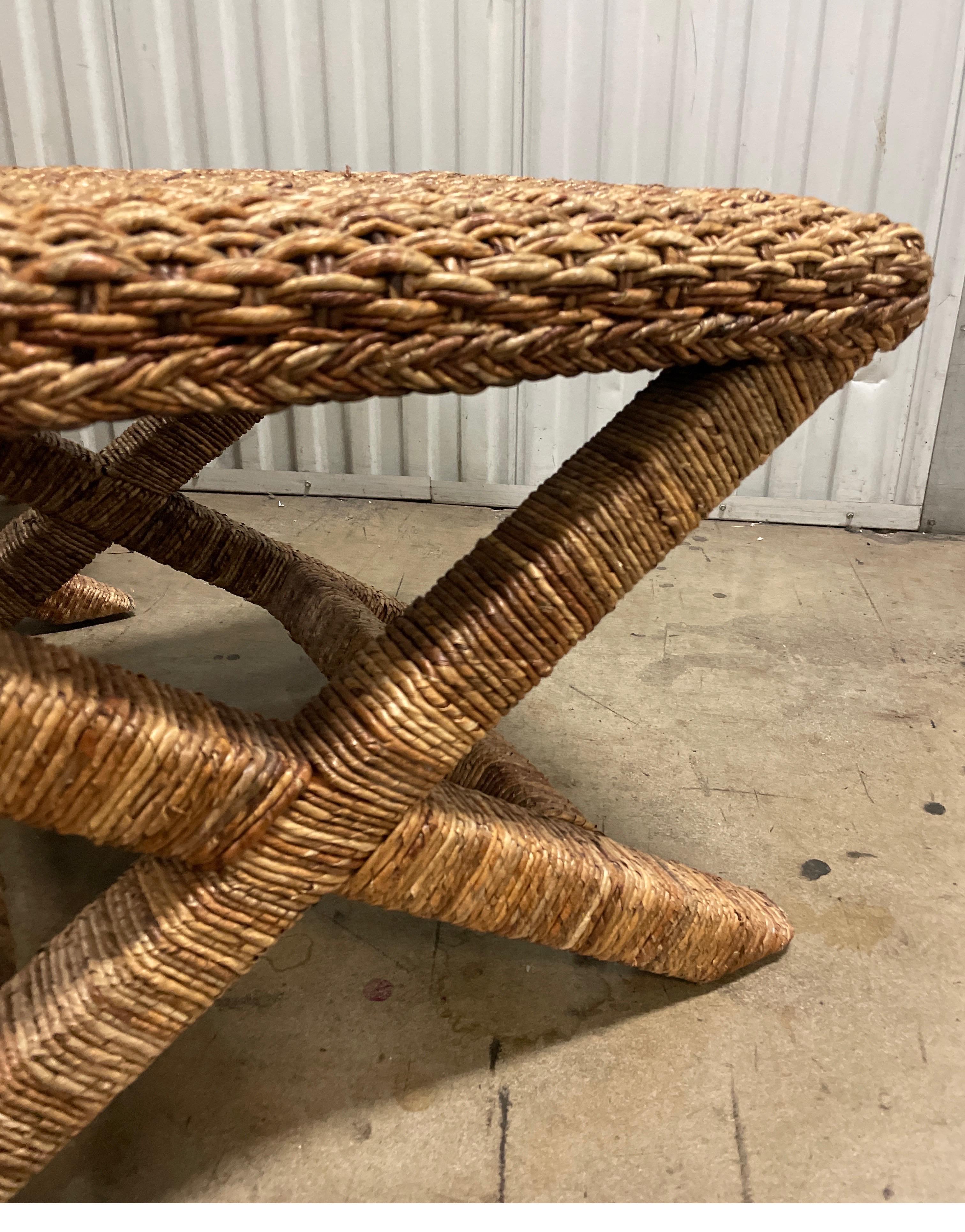 seagrass bench with back