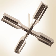 Coppia di lampadari in alluminio anodizzato in tonalità naturale, 1970. di César Putzeys