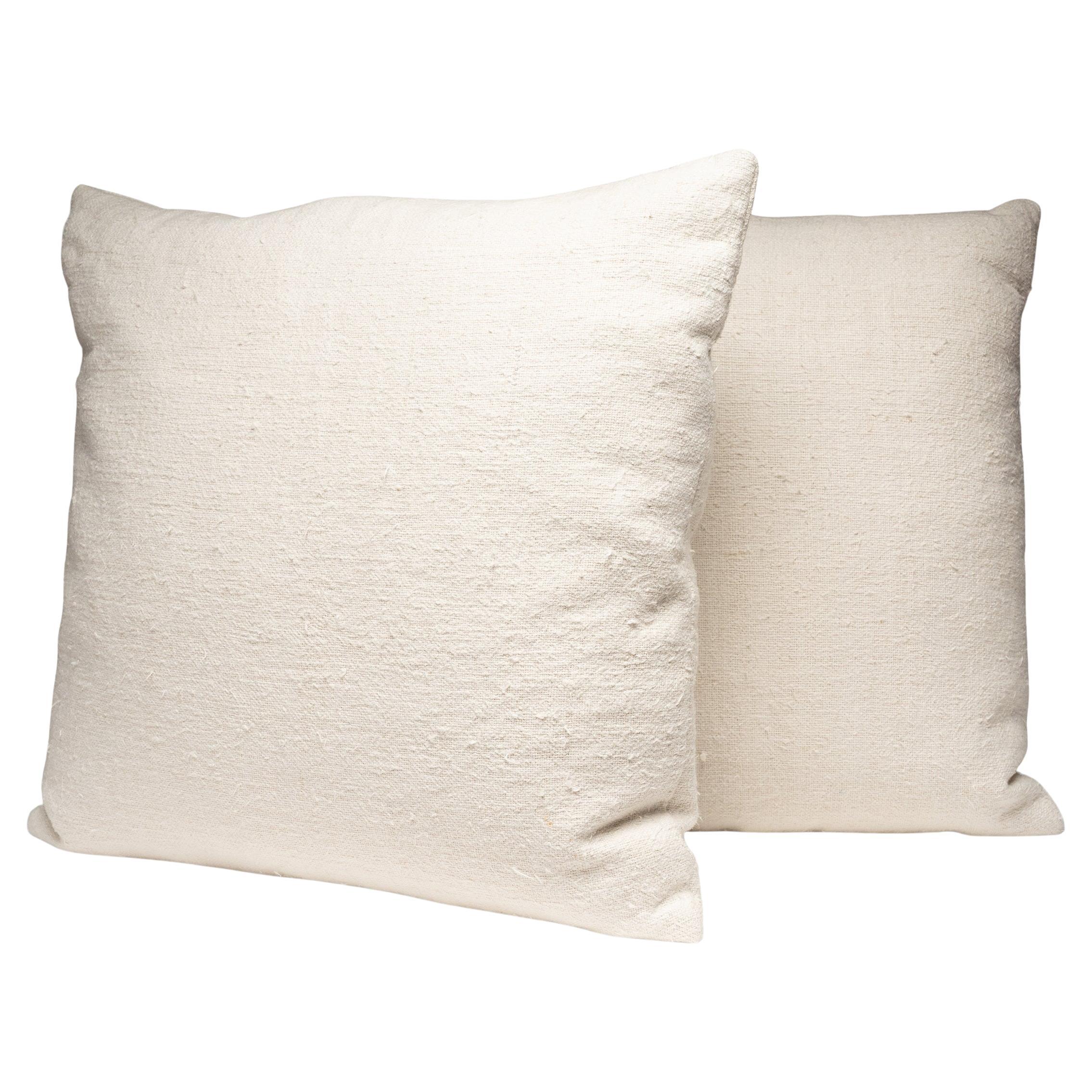 Paire de coussins en coton blanc naturel
