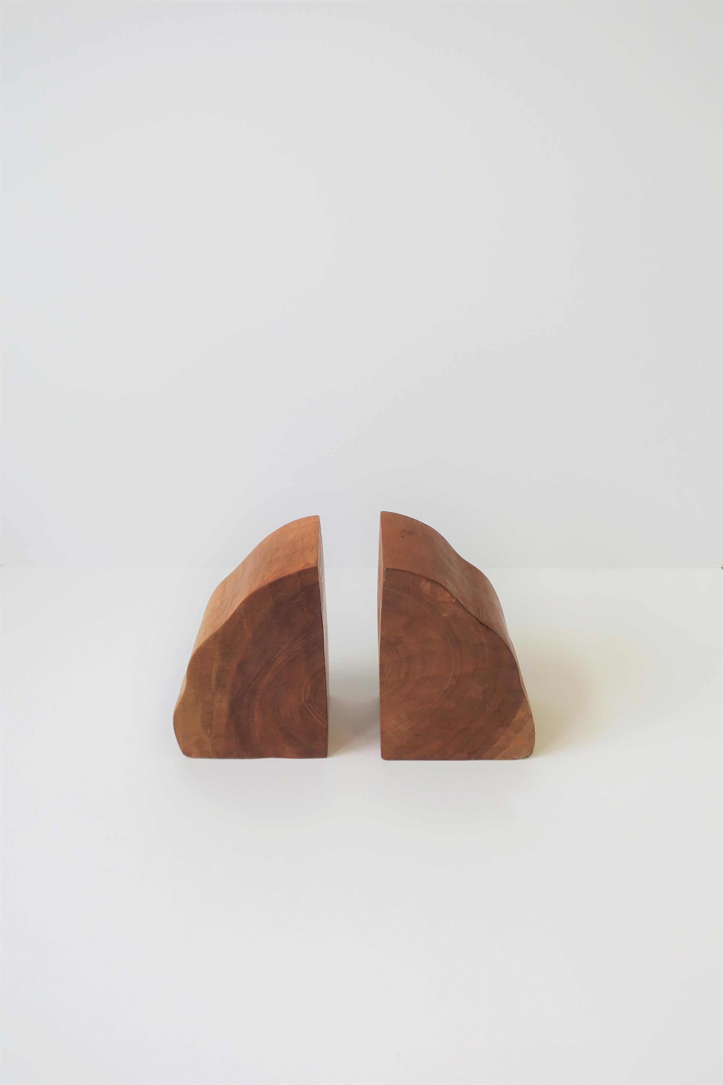Natural Wood Bookends, Pair 1