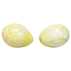 Pair of Natural Yellow Jasper Eggs