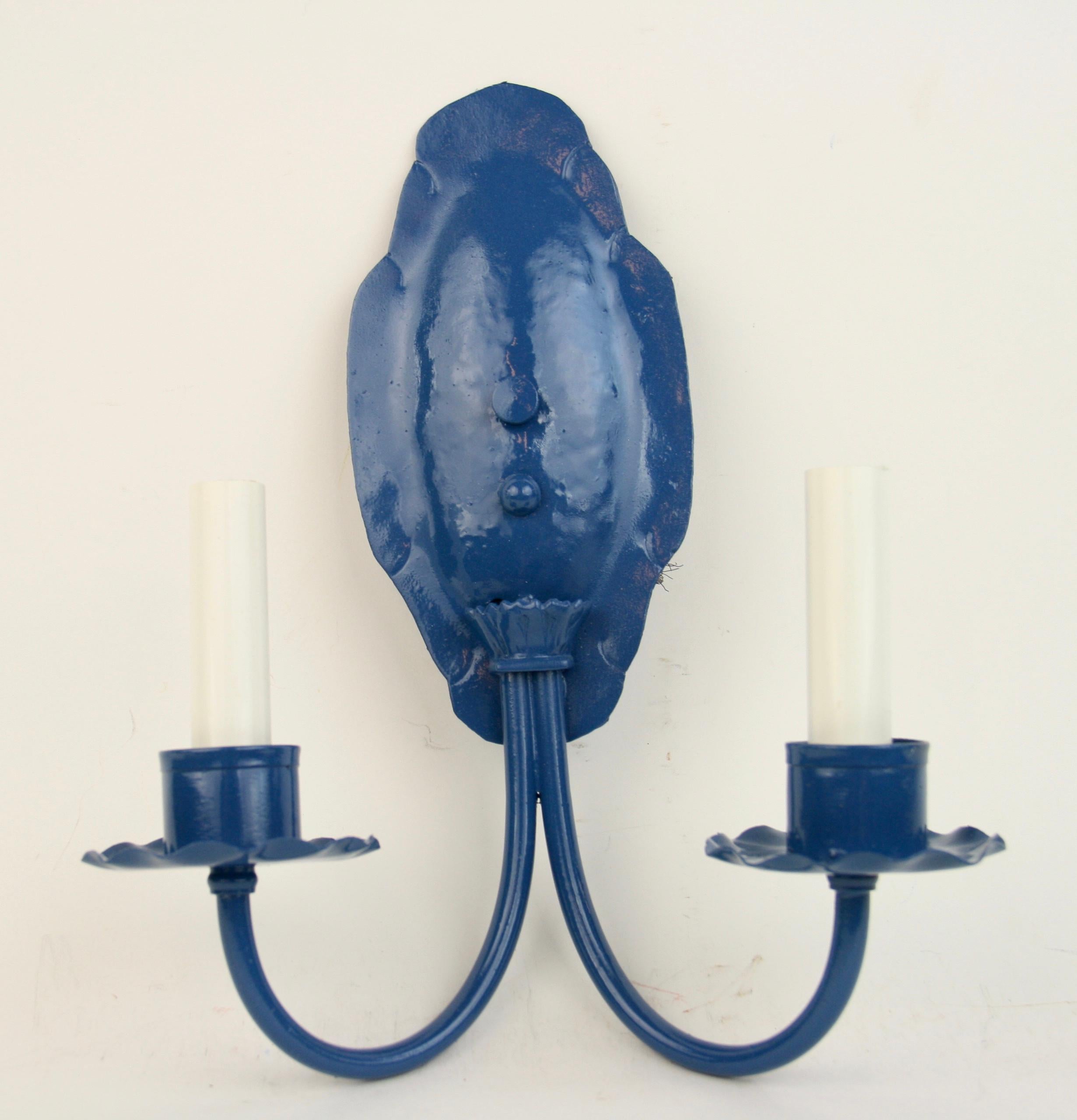   Pair of Nautical Blue Sconces 1