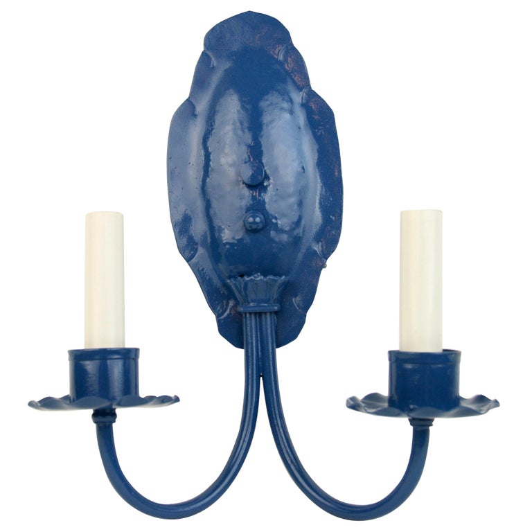 Pair of Nautical Blue Sconces at 1stDibs