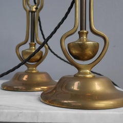 Pair of Nautical Brass Gimbal Lamps c1920