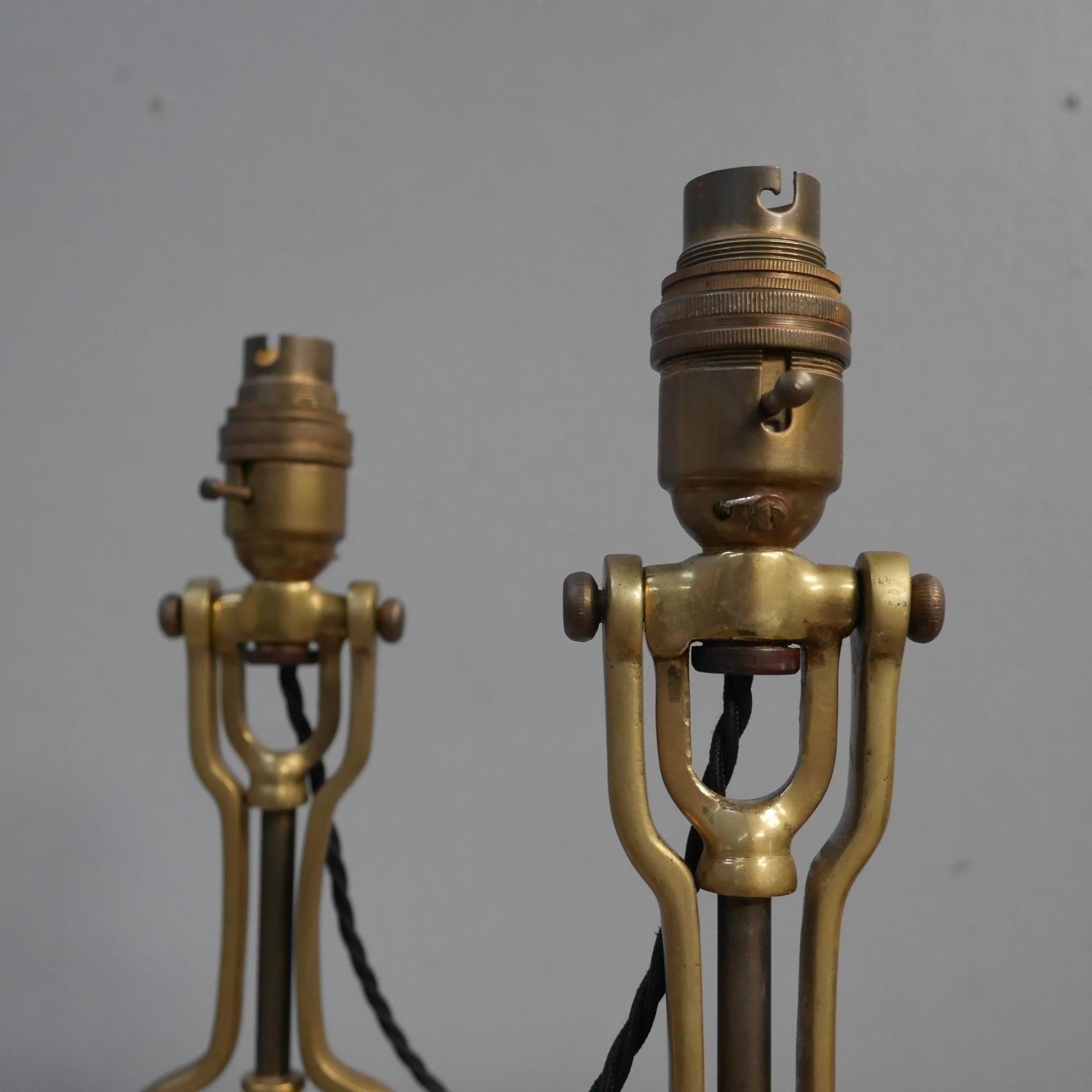 British Pair of Nautical Brass Gimbal Lamps c1920 For Sale