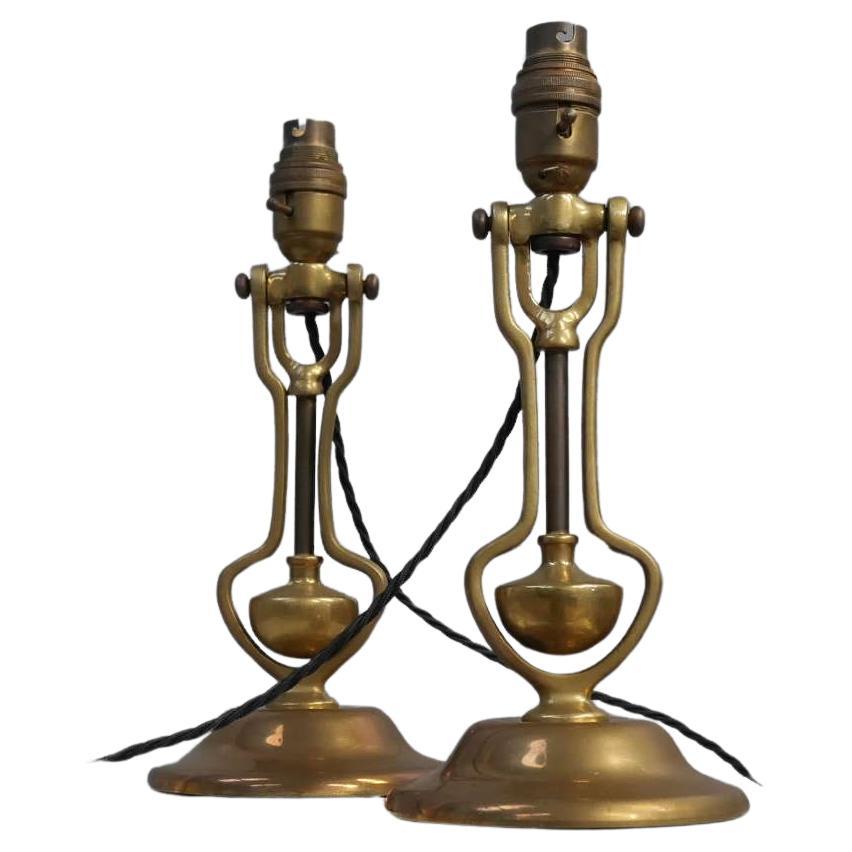 Pair of Nautical Brass Gimbal Lamps c1920 For Sale