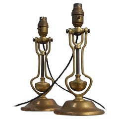 Antique Pair of Nautical Brass Gimbal Lamps c1920