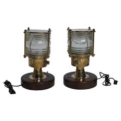 Pair of Nautical Brass Navigational Ship's Post Lights