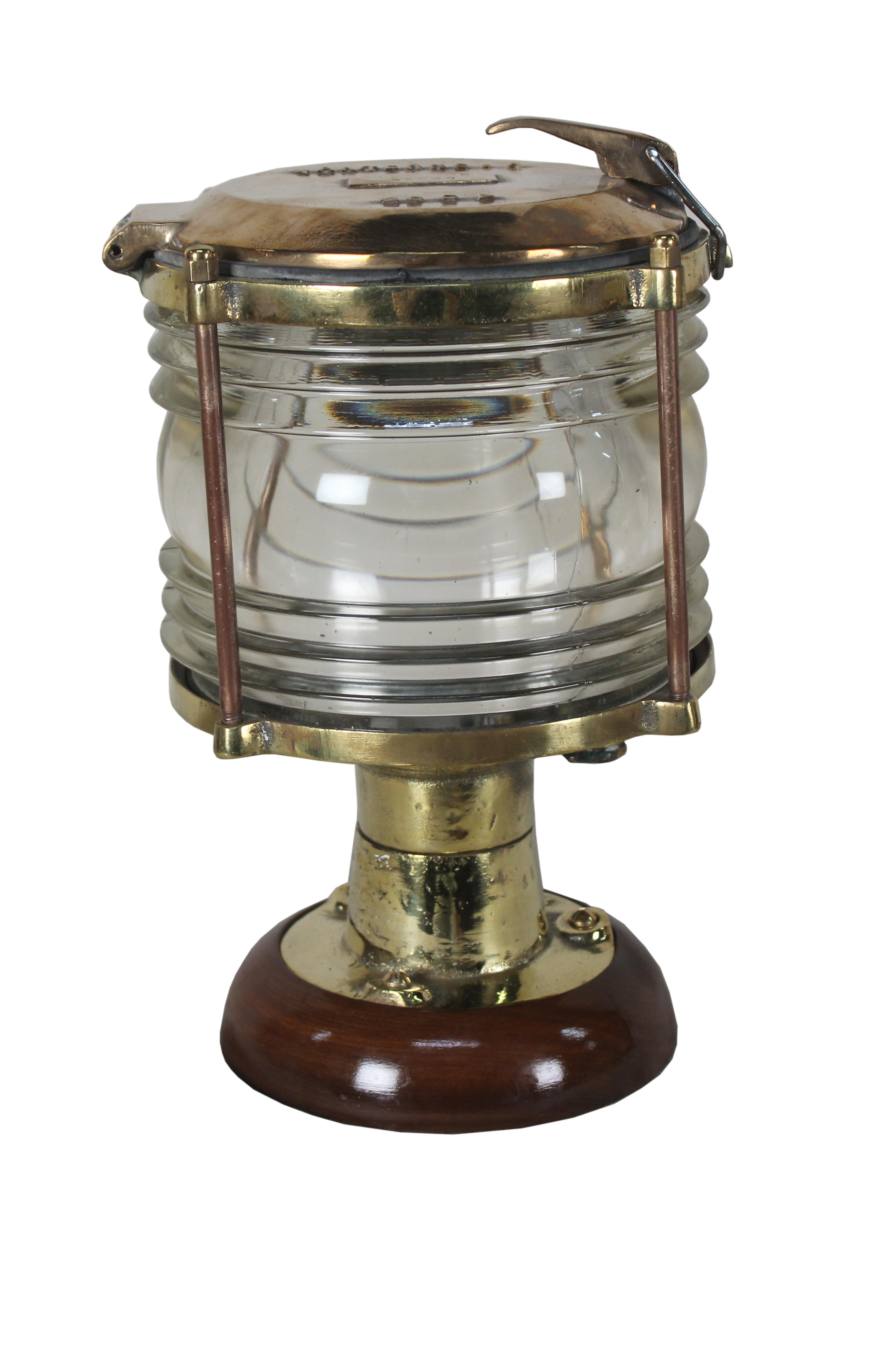 Industrial Pair of Nautical Brass Ship's Post Lights, 1970s