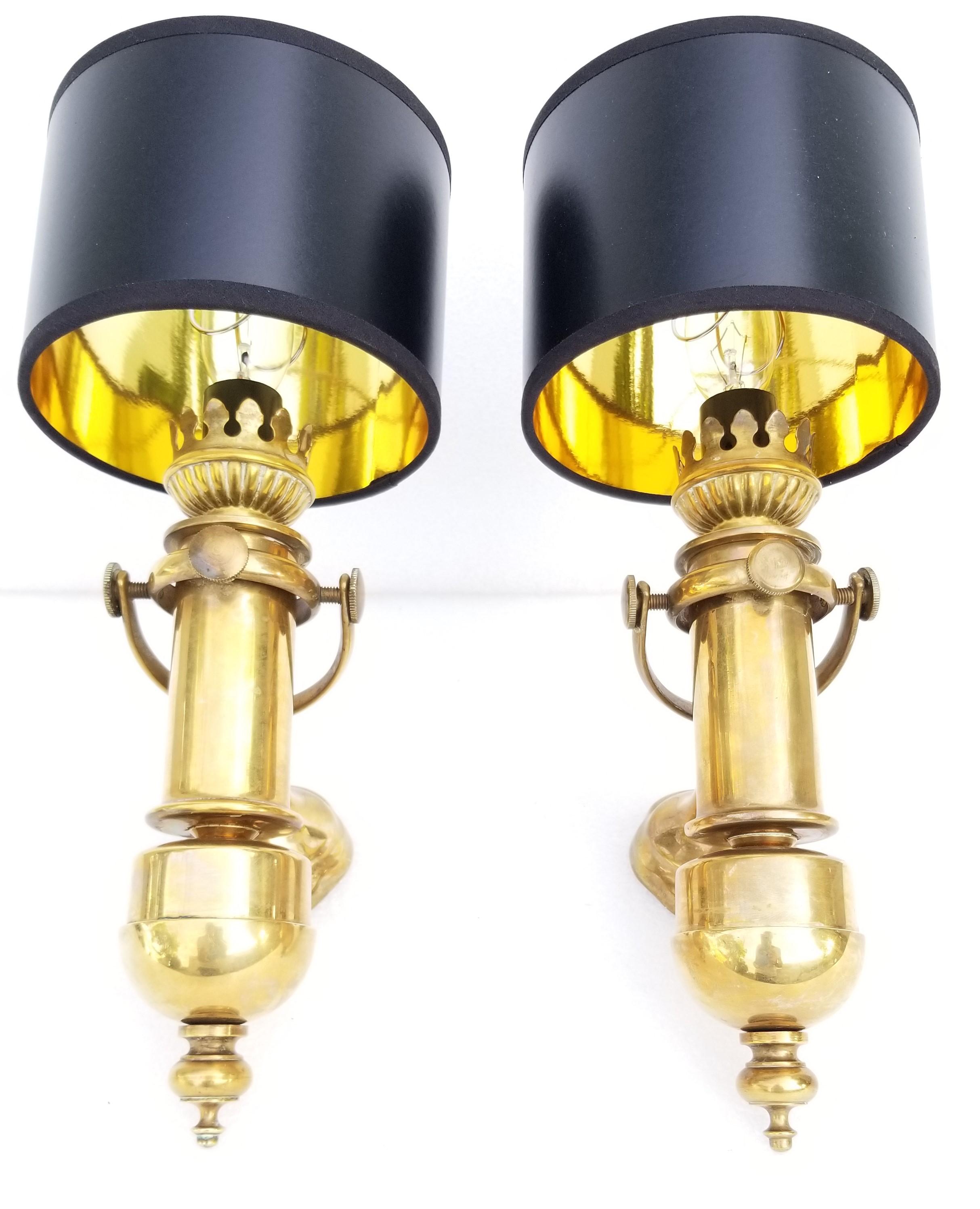 Mid-Century Modern Pair of Nautical Bronze Sconces, 3 Pairs Available