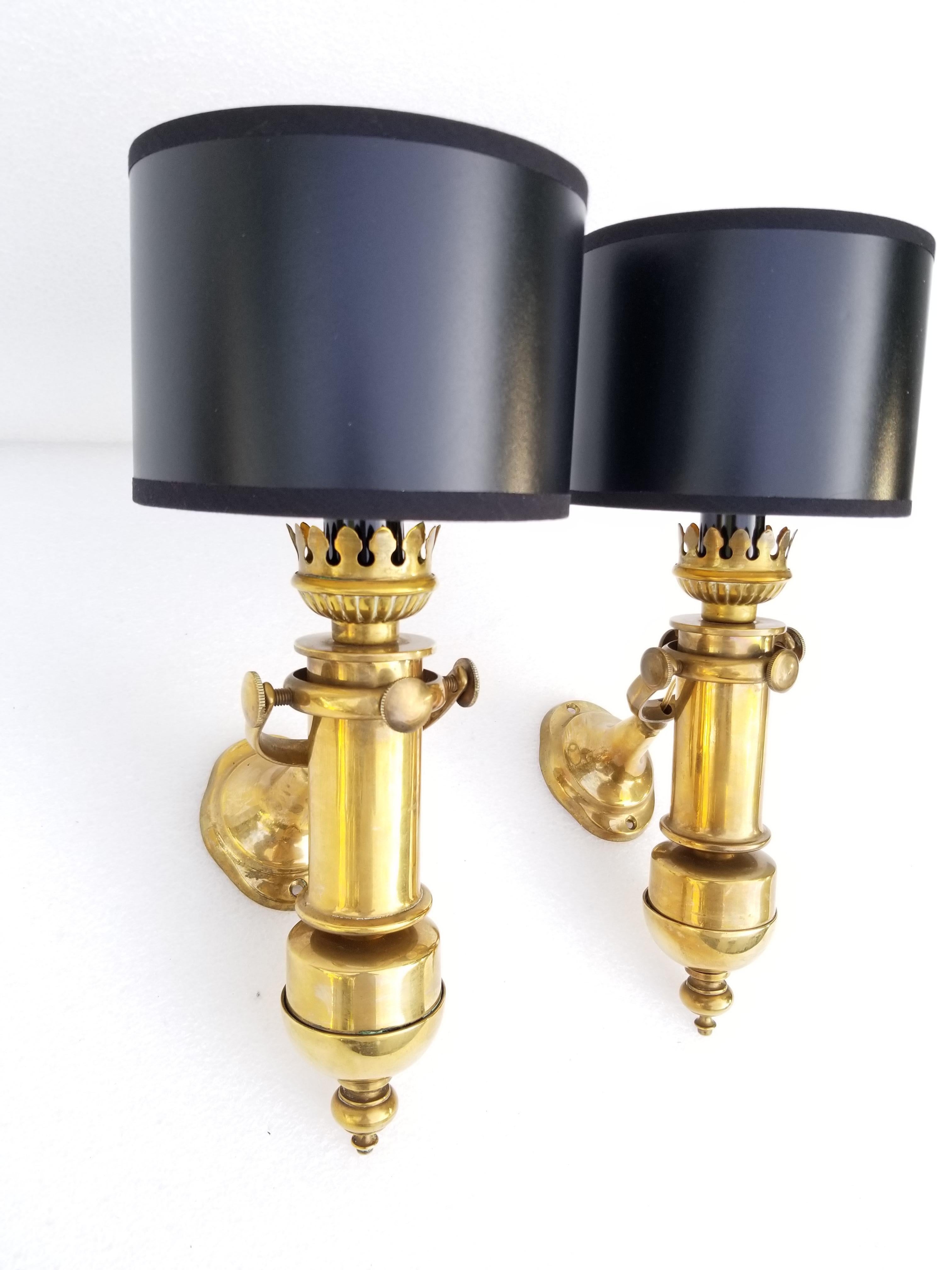 French Pair of Nautical Bronze Sconces, 3 Pairs Available