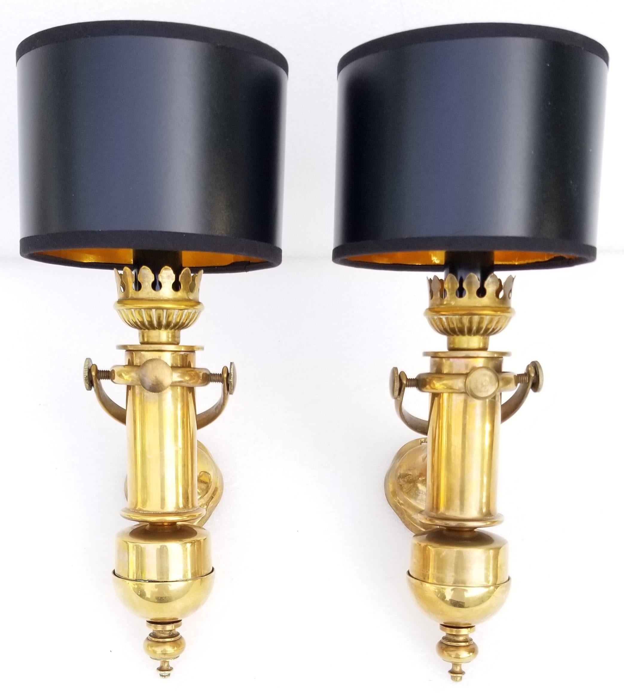 Brass Pair of Nautical Bronze Sconces, 3 Pairs Available