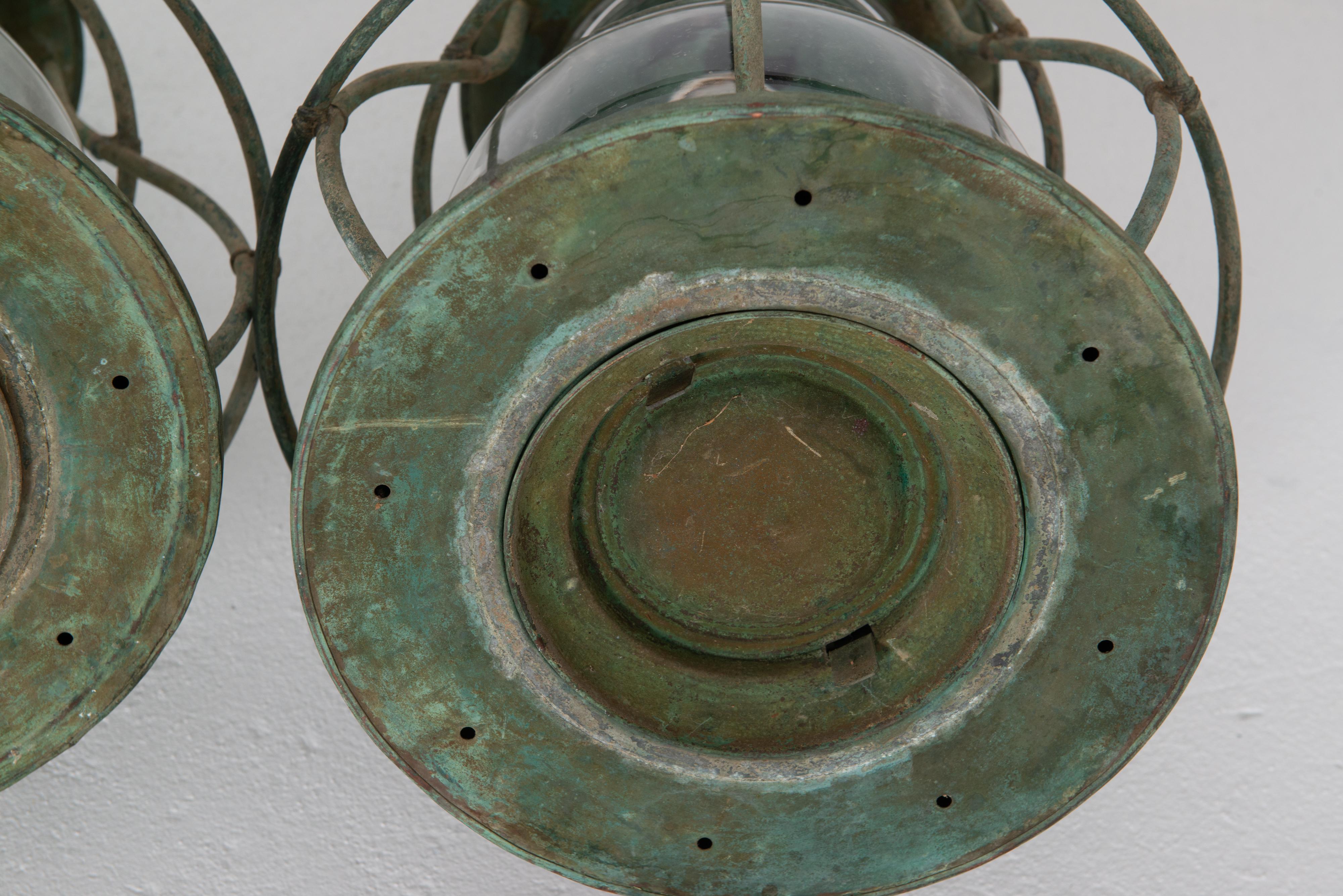 Pair of Nautical Copper Lanterns For Sale 6