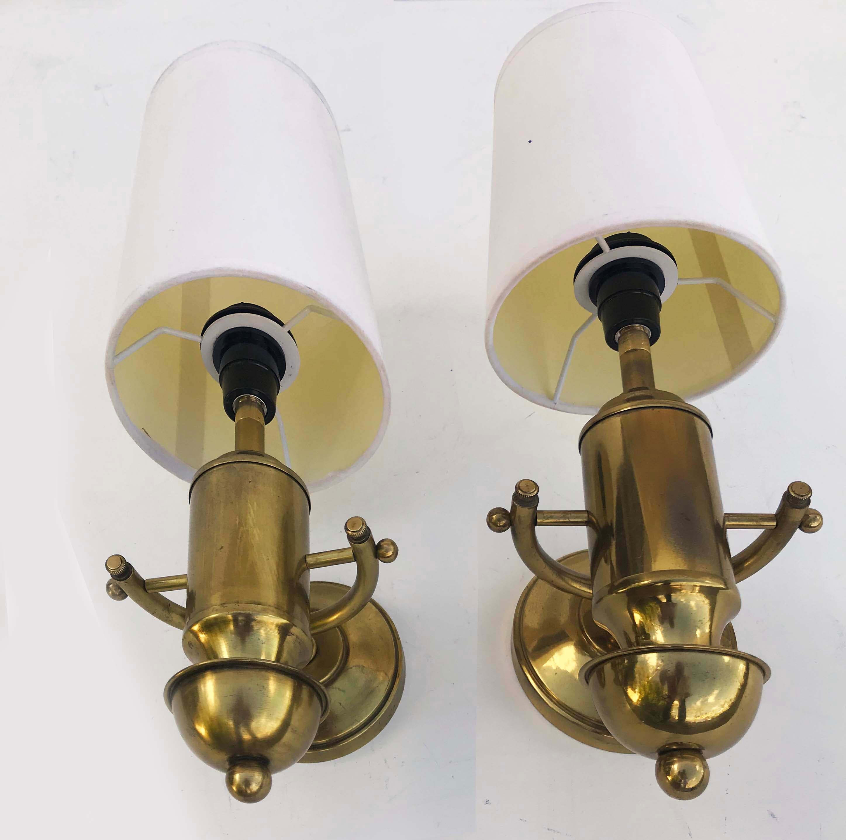 Mid-Century Modern Pair of Nautical French Sconces