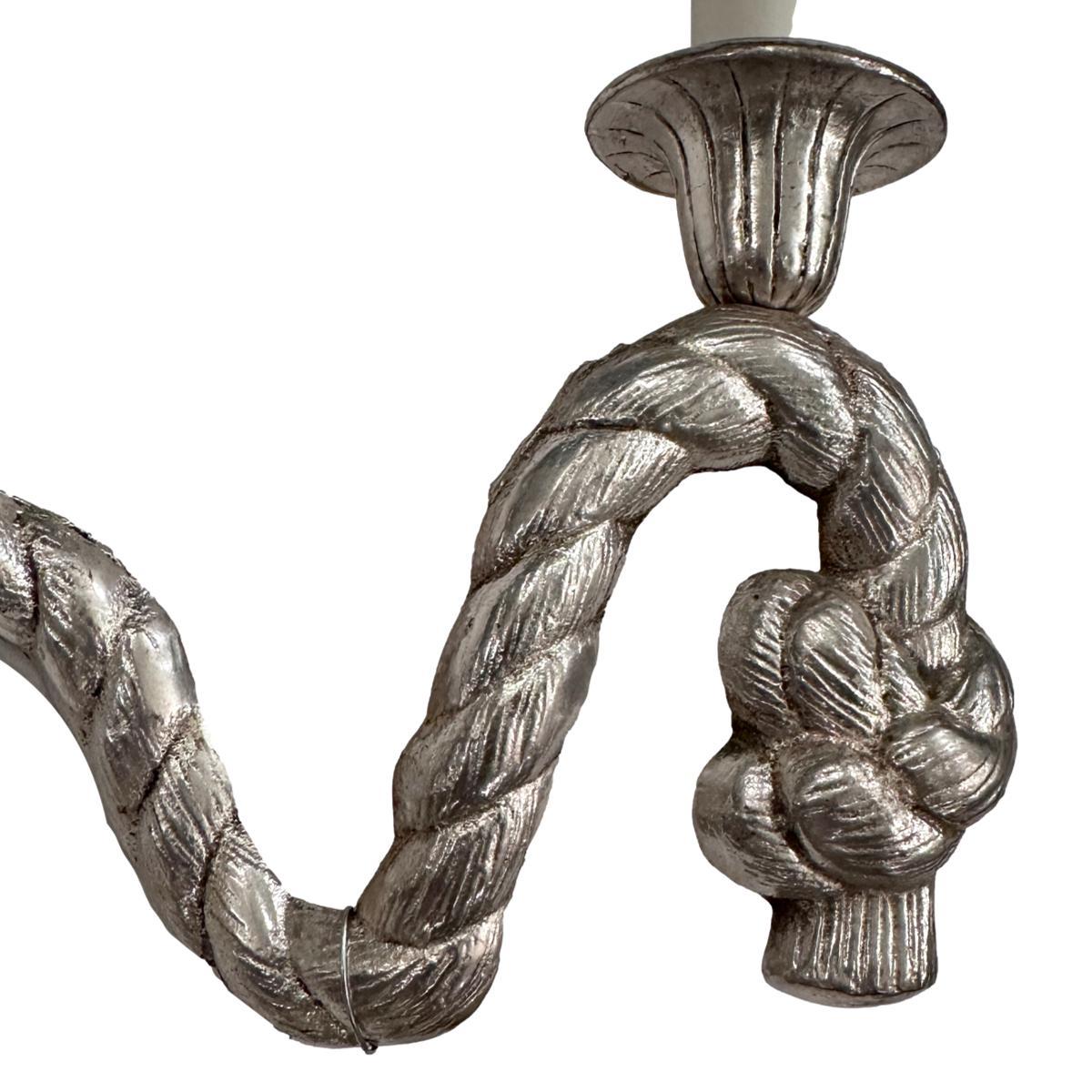 Argentato Coppia di applique in corda nautica in vendita