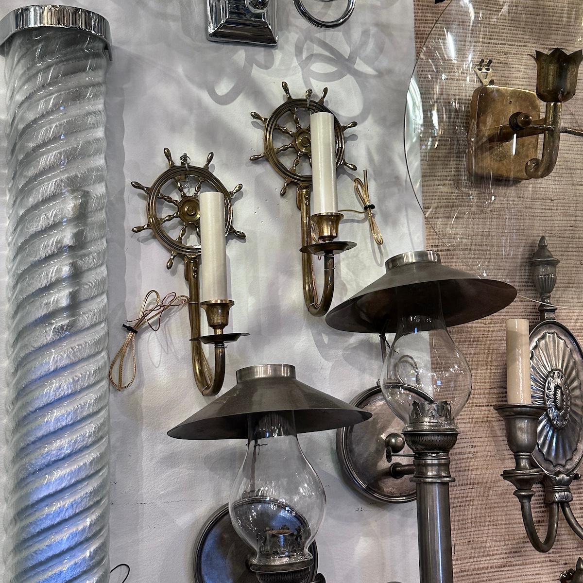 Mid-20th Century Pair of Nautical Sconces For Sale