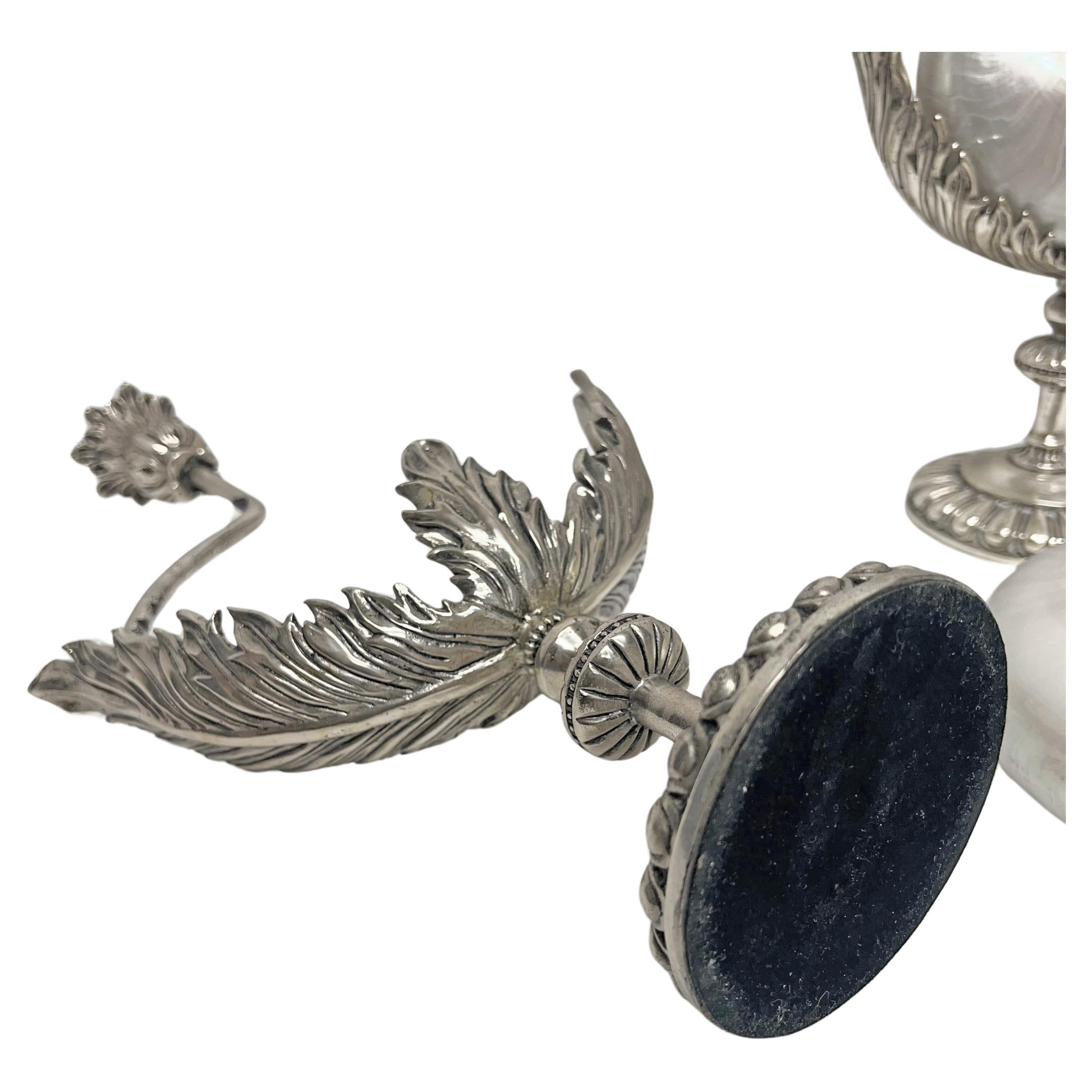 da uomo o donna Coppia di candelieri Nautilus Shell placcati in argento in vendita