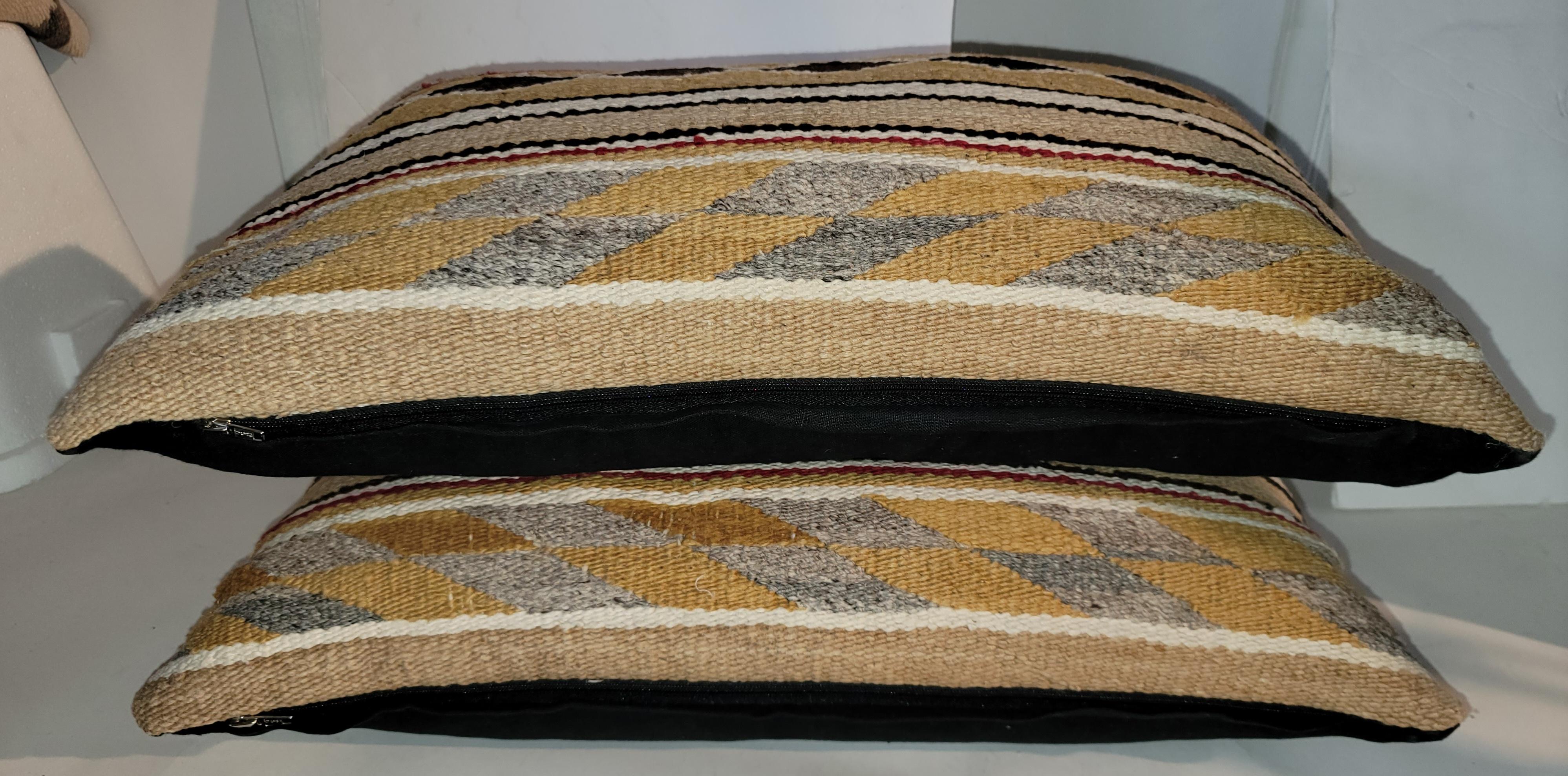 20th Century Pair of Navajo Chinle Rug Pillows For Sale