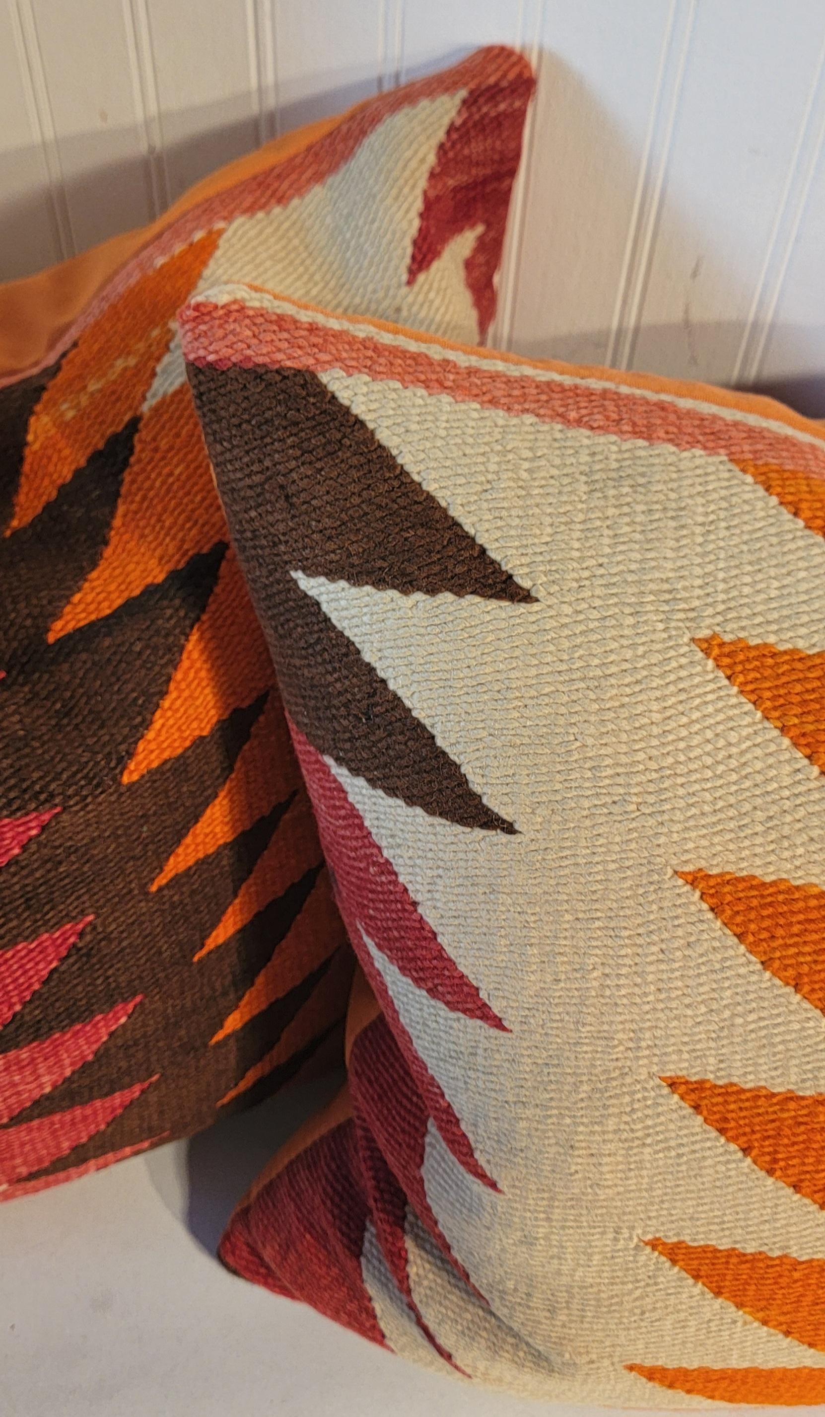 Pair of Navajo Indian Eye Dazzler Pillows In Good Condition For Sale In Los Angeles, CA