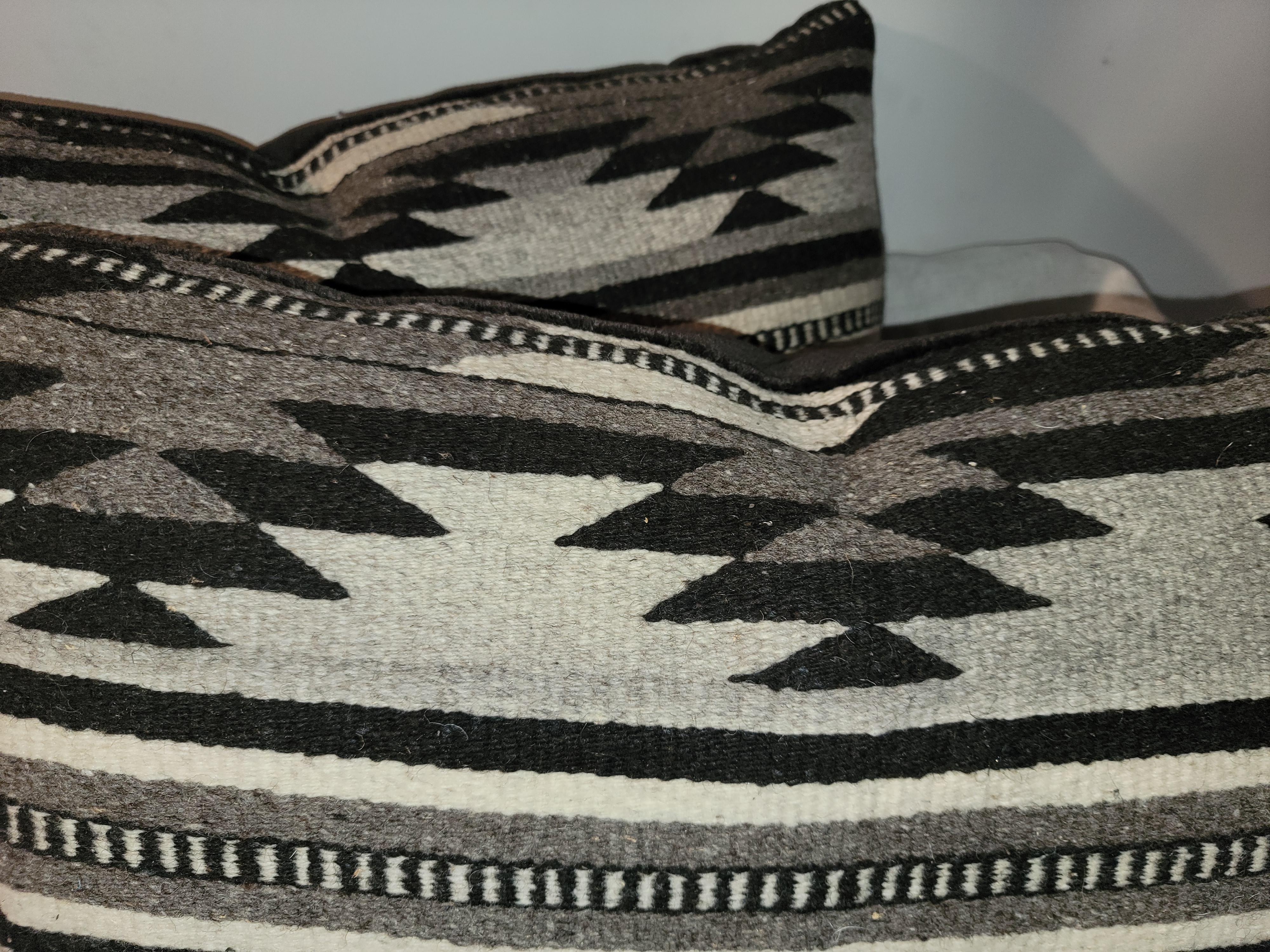 Adirondack Pair of Navajo Indian Weaving Bolster Pillows For Sale