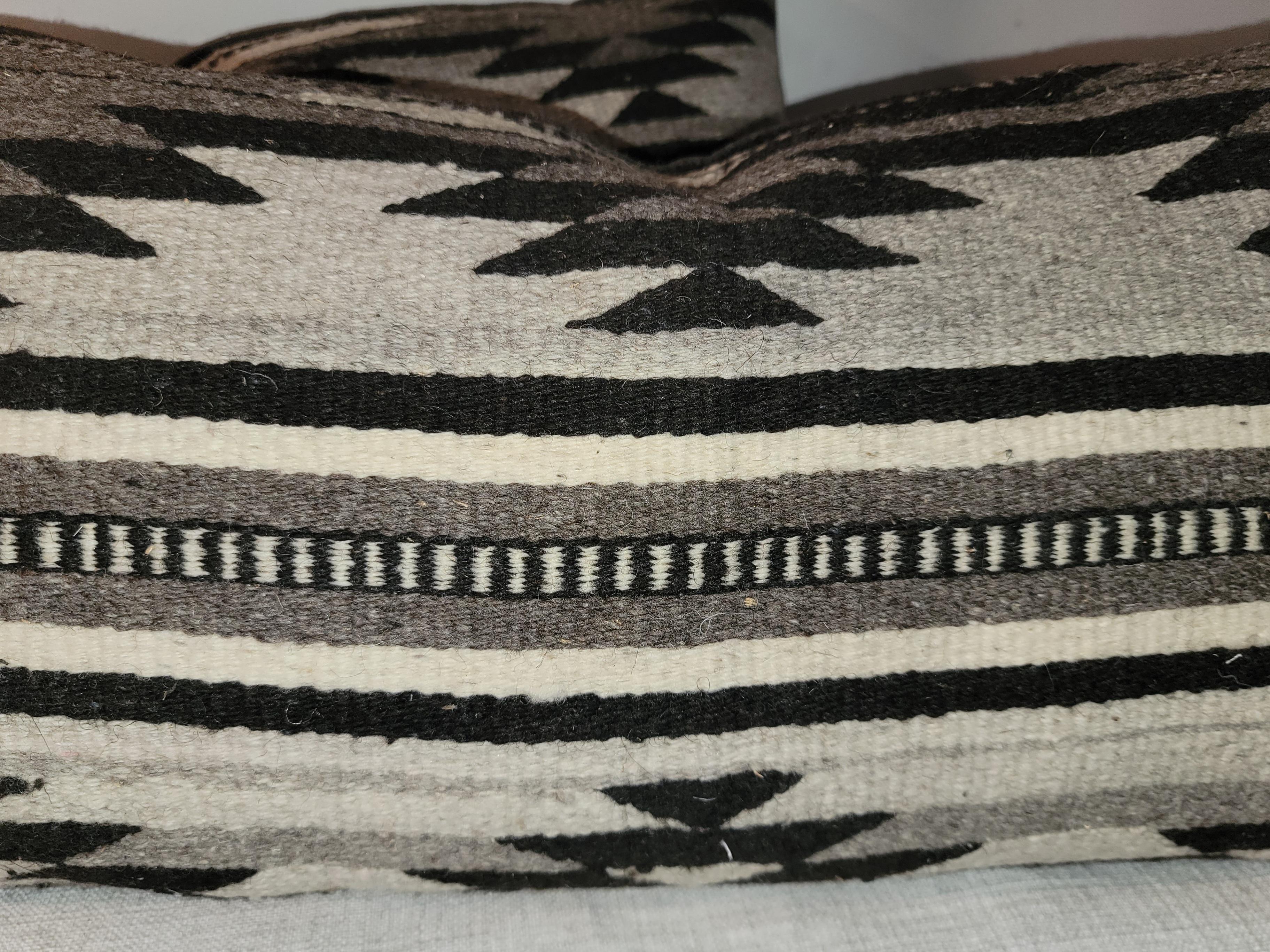 American Pair of Navajo Indian Weaving Bolster Pillows For Sale