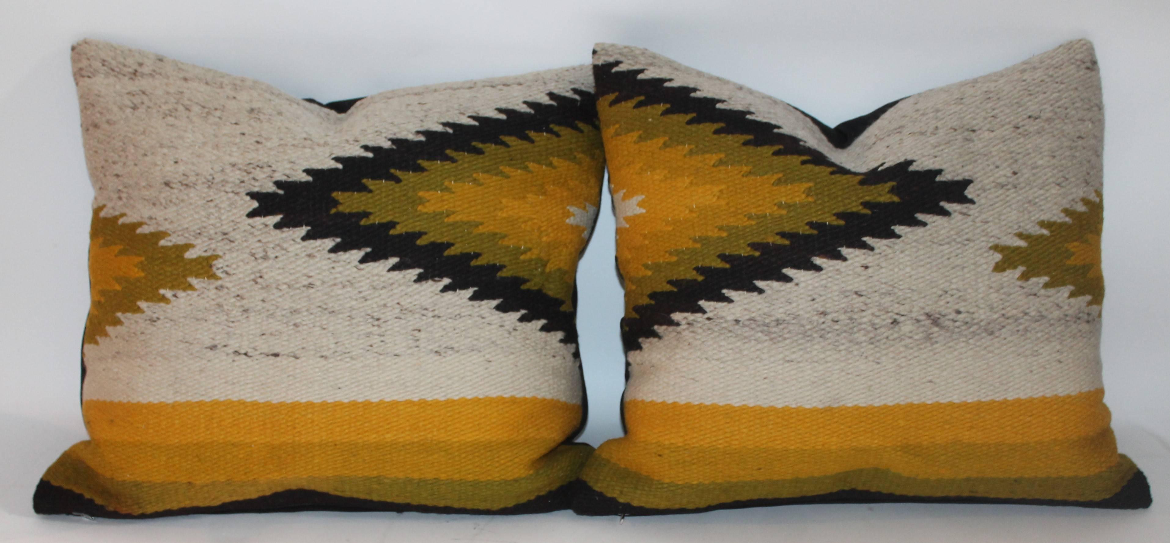 Other Pair of Navajo Indian Weaving Geometric Pillows