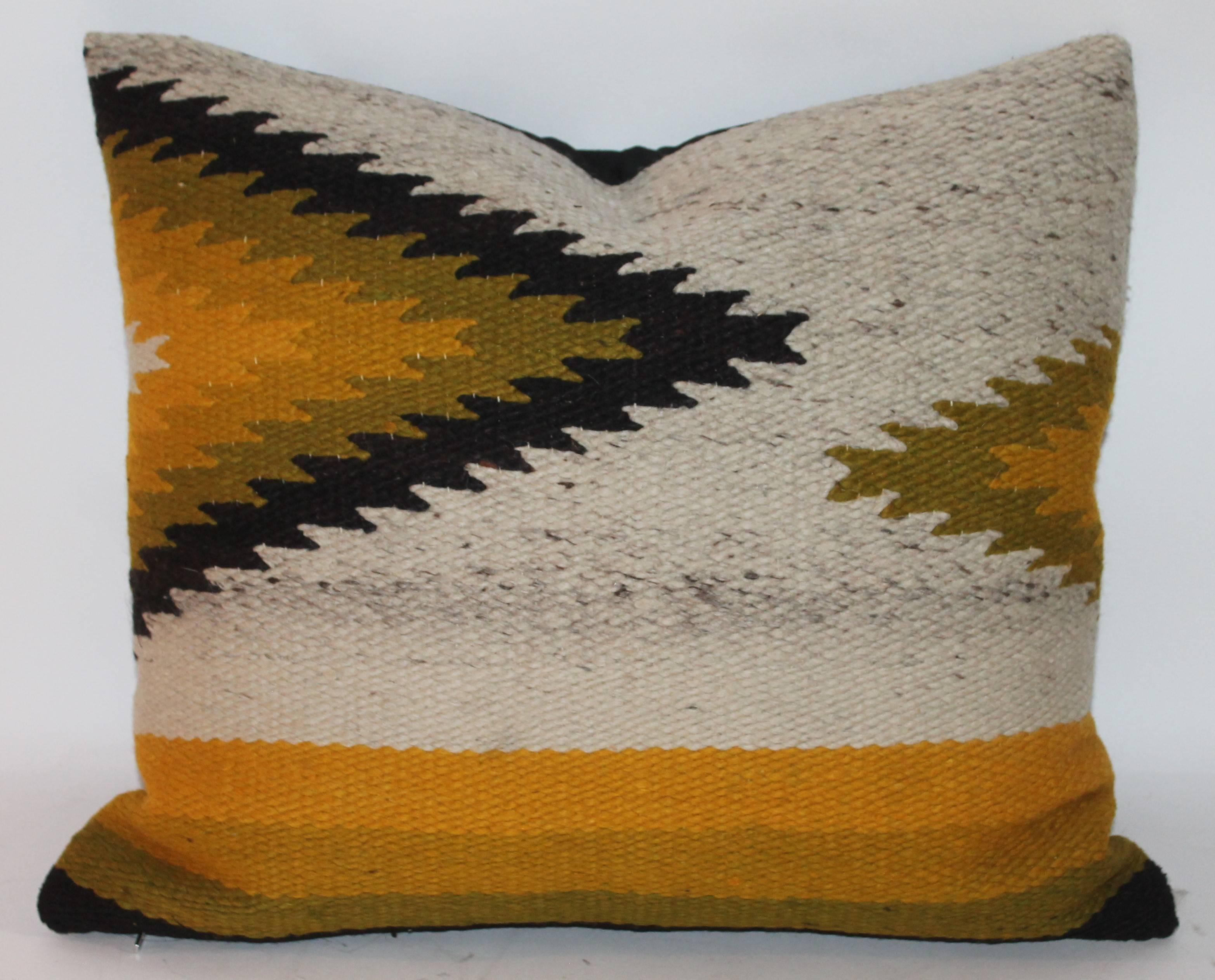 American Pair of Navajo Indian Weaving Geometric Pillows