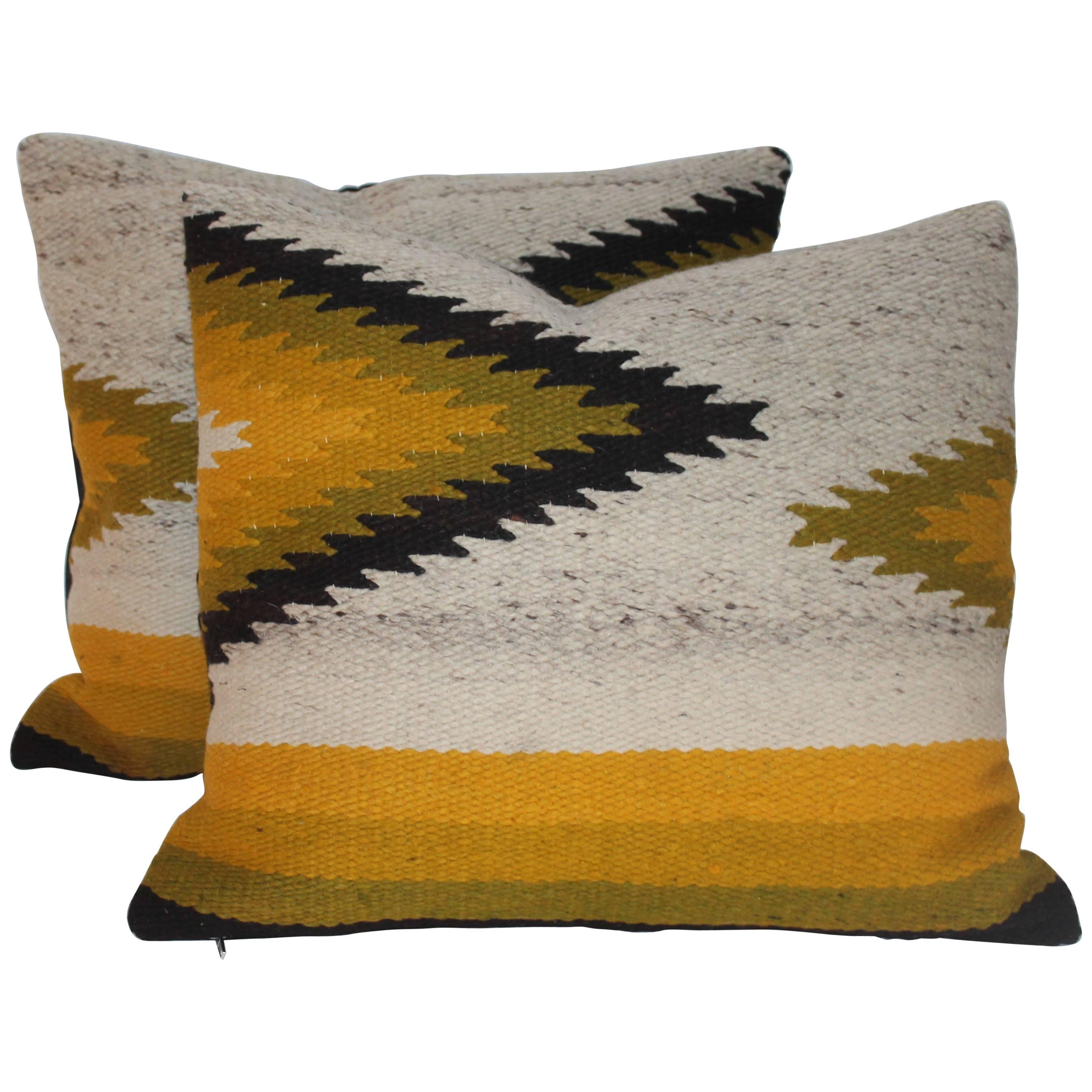 Pair of Navajo Indian Weaving Geometric Pillows