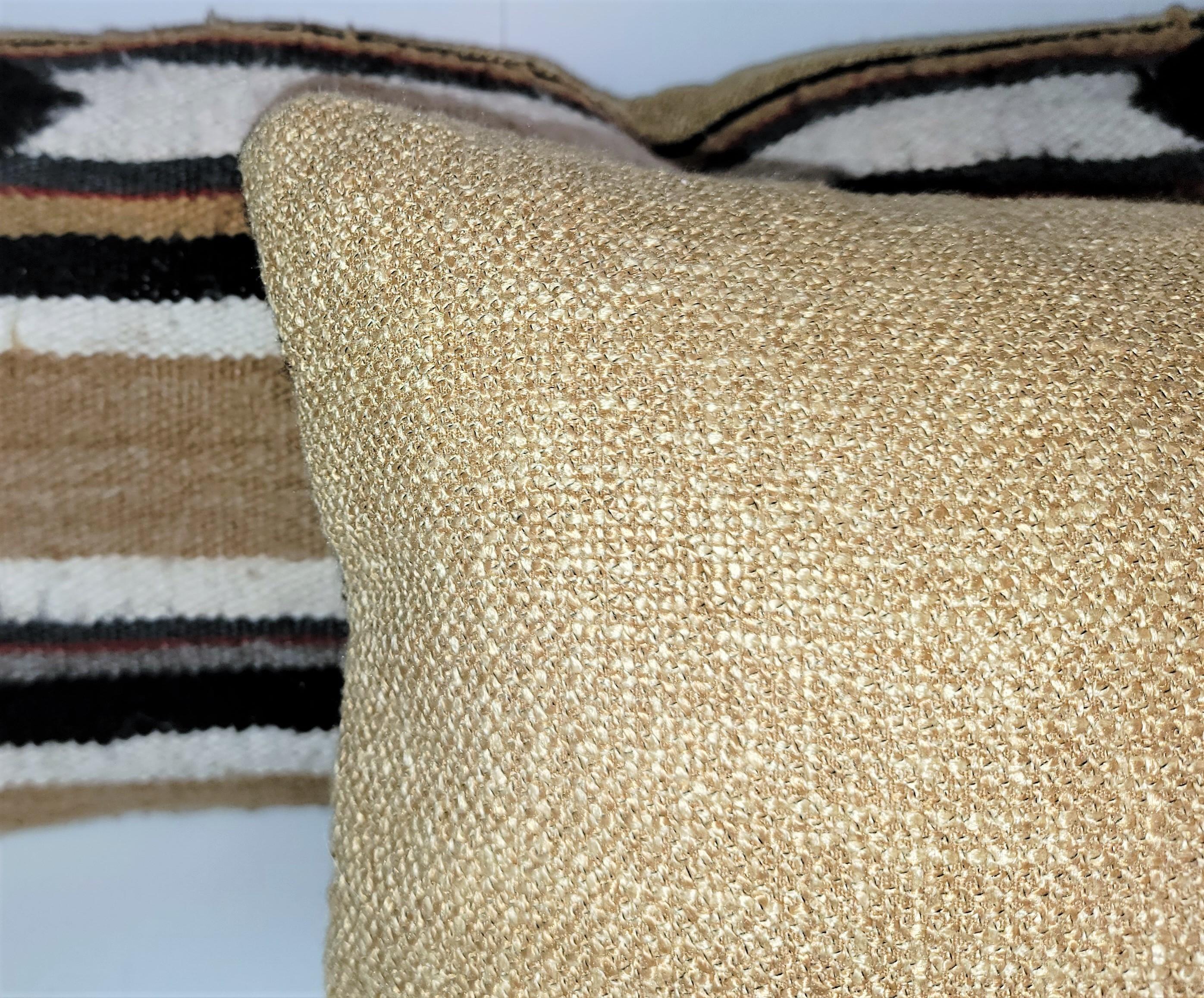 Adirondack Pair of Navajo Indian Weaving Pillows with a Geometric Pattern For Sale