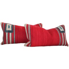 Pair of Navajo Saddle Blanket Weaving Pillows
