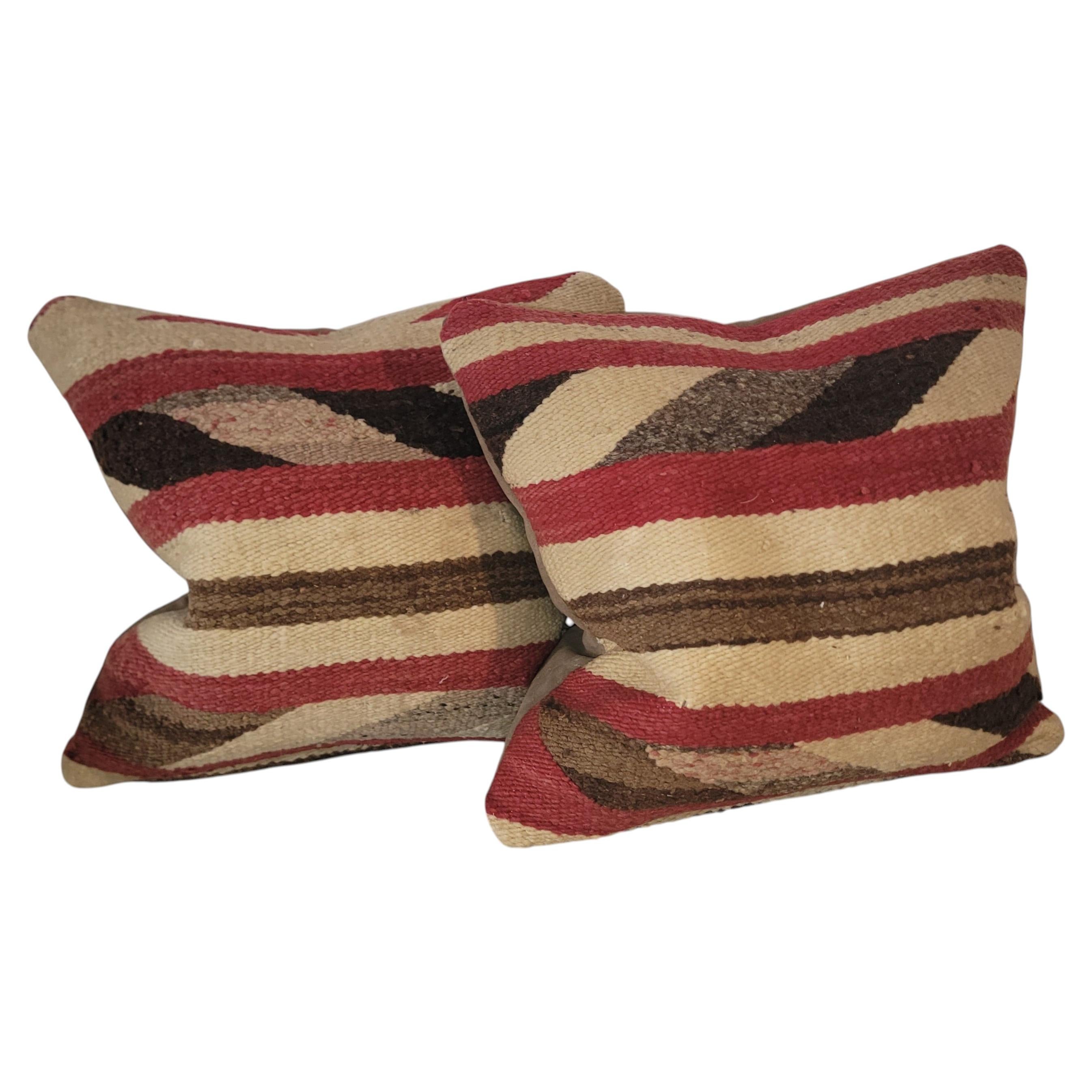 Pair of Navajo Stripe Geometric Pillows