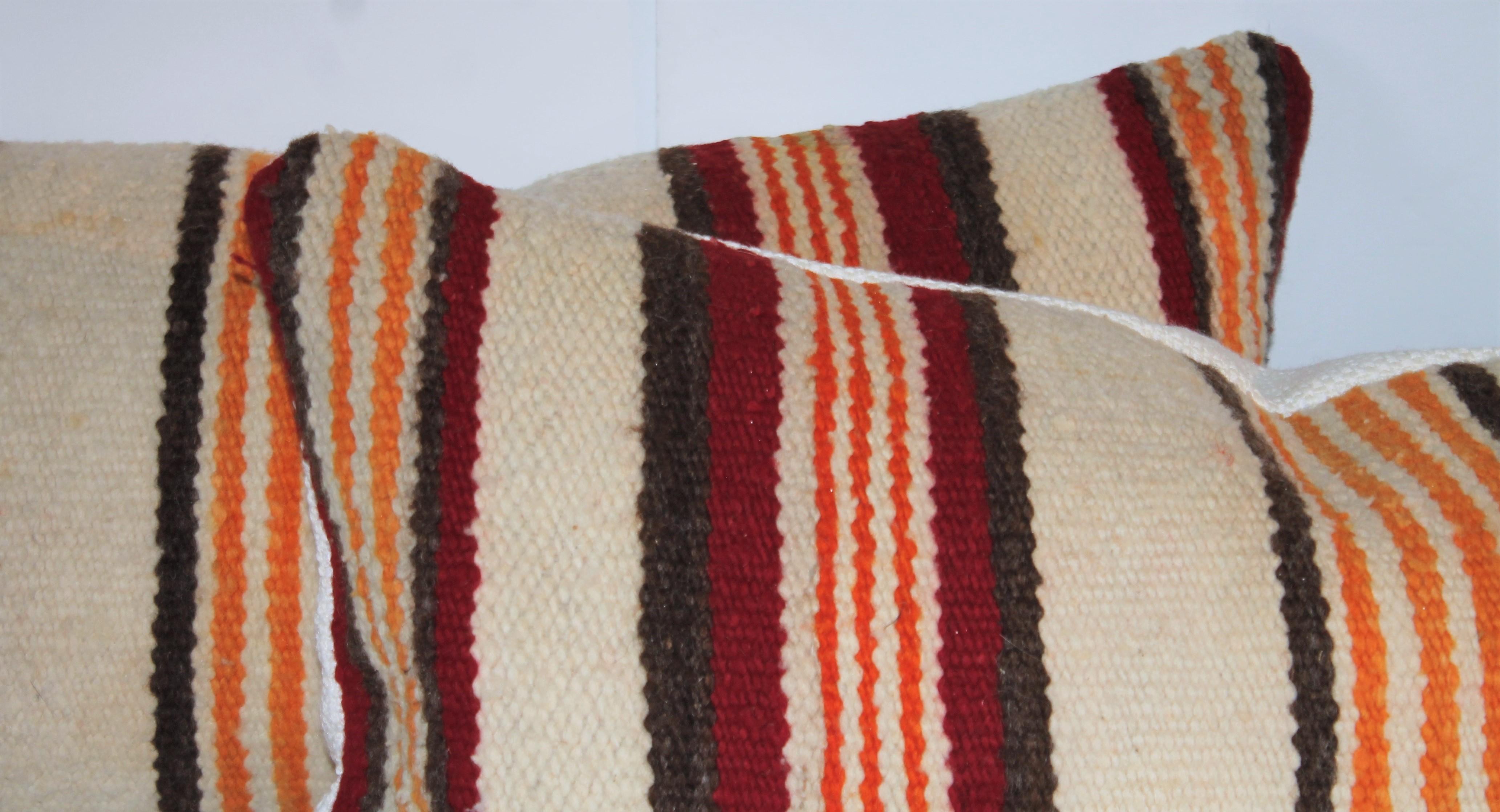 Adirondack Pair of Navajo Striped Bolster Pillows For Sale