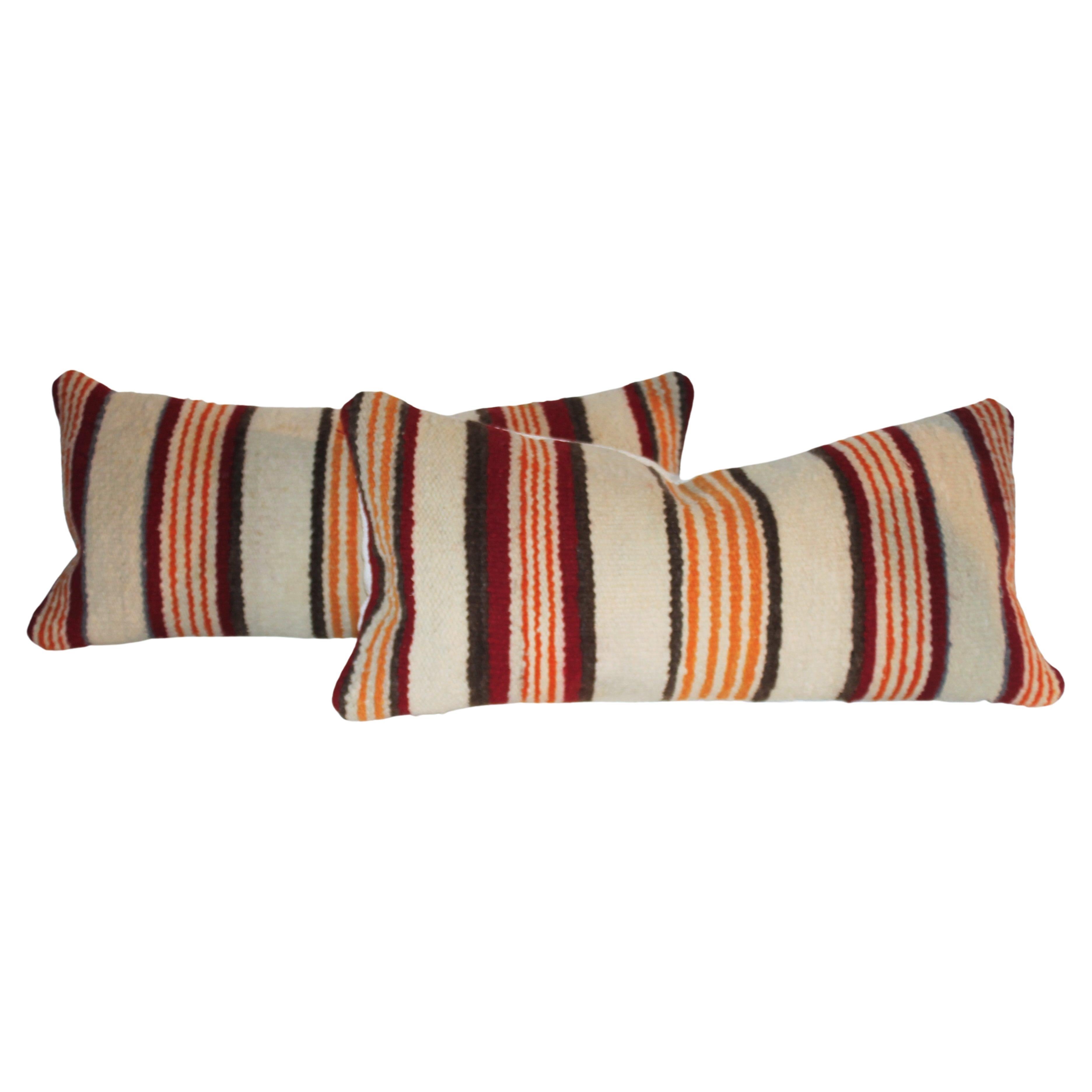 Pair of Navajo Striped Bolster Pillows For Sale