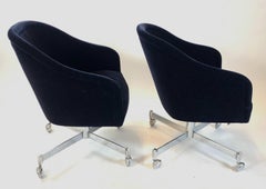 Navy Blue Mohair Executive Swivel Chair by Ward Bennett