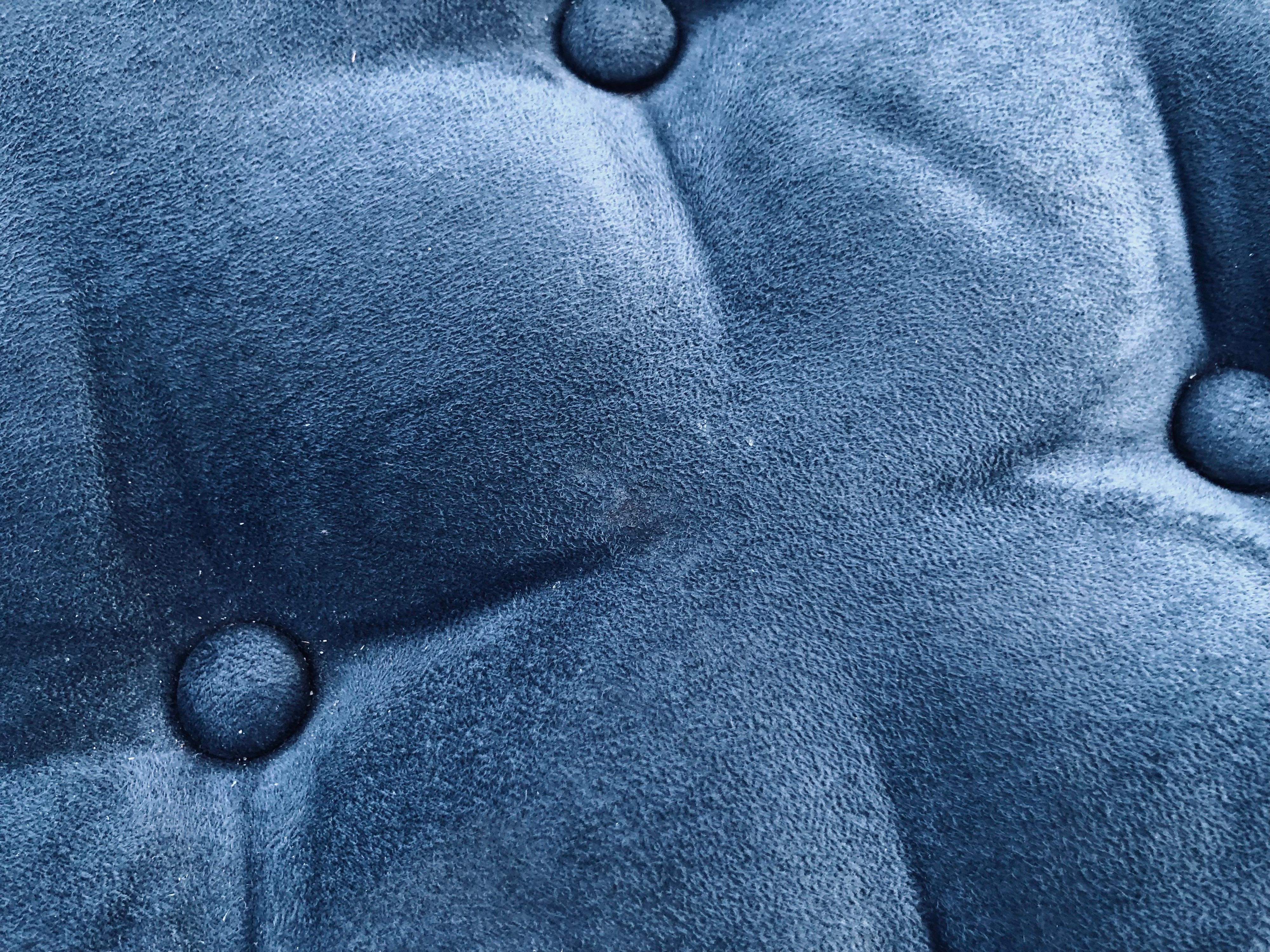 Pair of Navy Blue Suede Pillow Top Ottomans 3