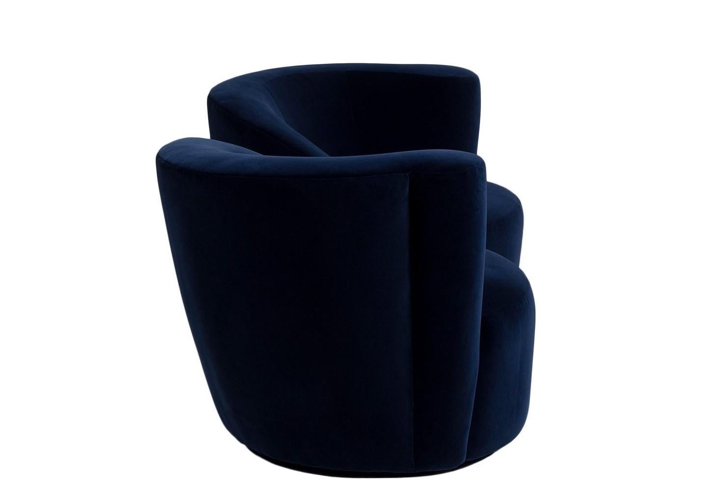 Upholstery Vladimir Kagan Navy Blue Velvet Nautilus 
