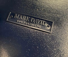 Pair of Navy Lacquered High Gloss Mark David Round Tables Navy Blue