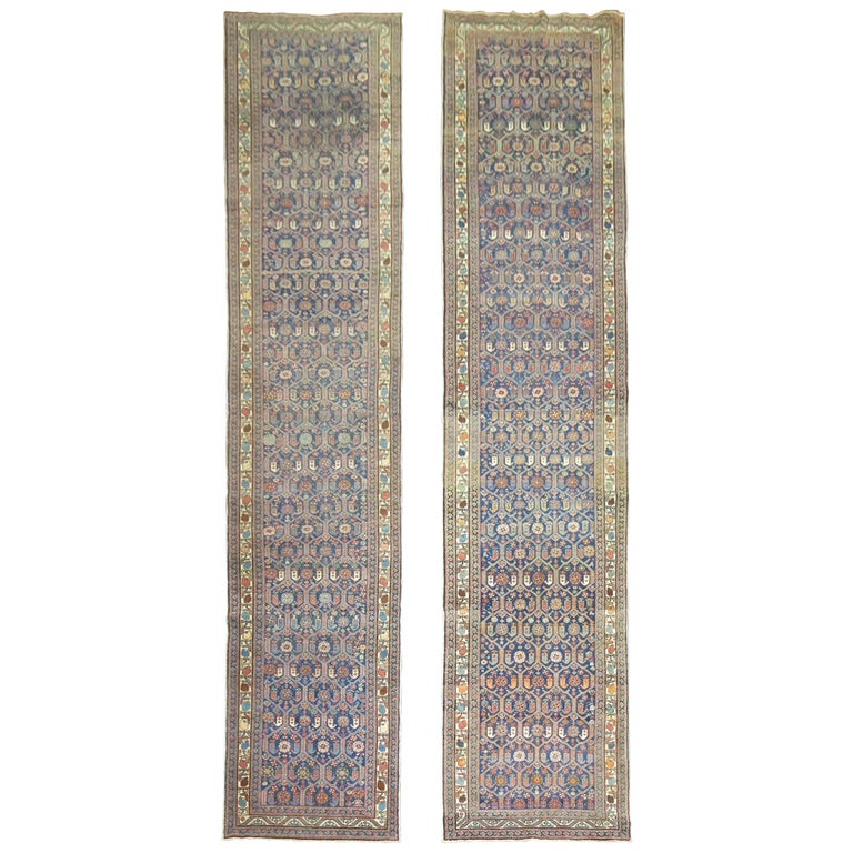 Pair of Navy Persian Antique Runners For Sale at 1stDibs