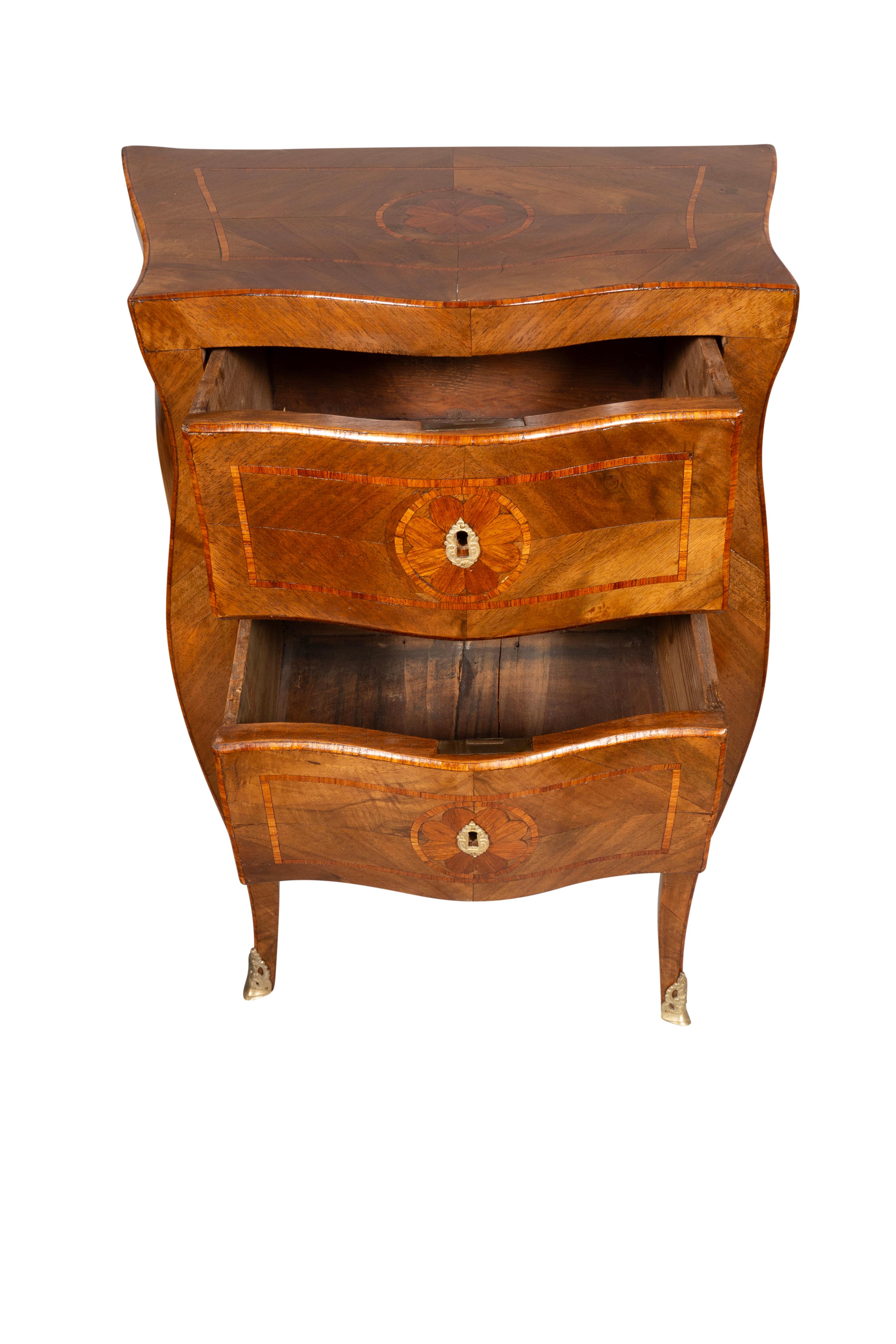 Pair Of Neapolitan Style Walnut Bedside Commodinis 4