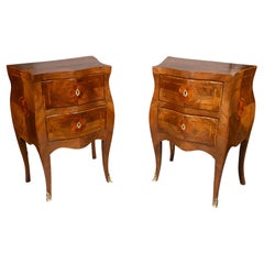 Pair Of Neapolitan Style Walnut Bedside Commodinis
